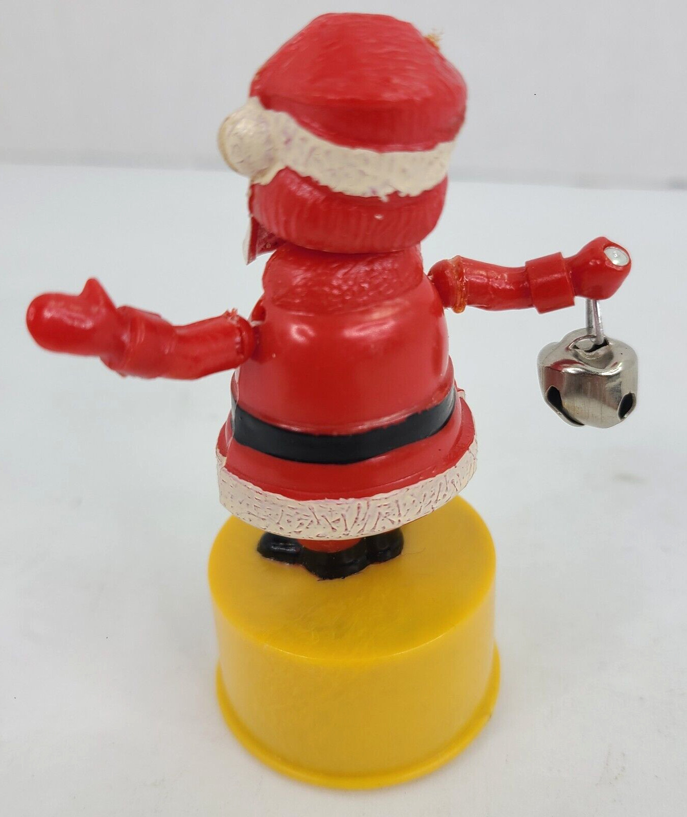 Vintage Santa Claus Push Button Puppet Yellow Base Kohner Bros. Christmas Toy