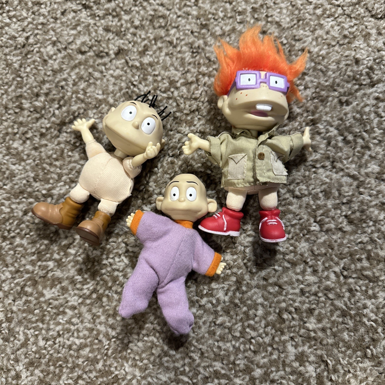 1997 Mattel Rugrats dolls featuring Tommy Pickles, Chuckie Finster, Dil Pickles