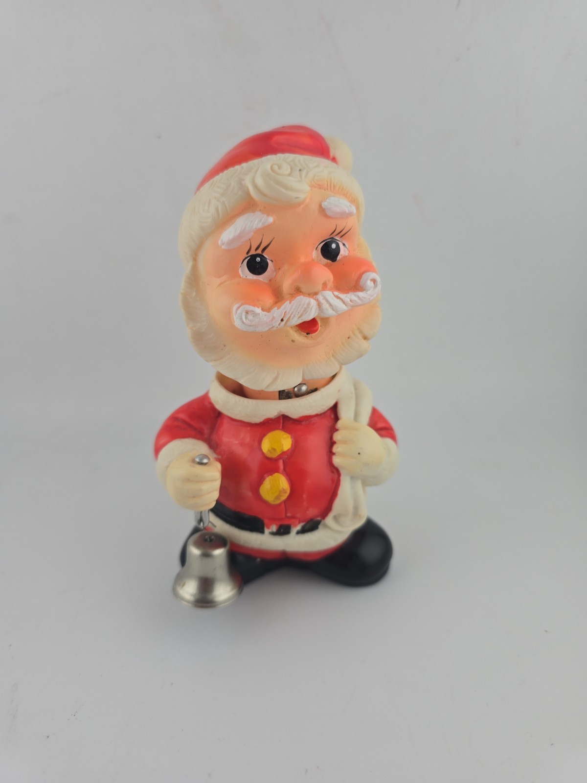 Vintage Wind-Up Santa Claus Toy Figure with Bell, Side Key, Made in Japan