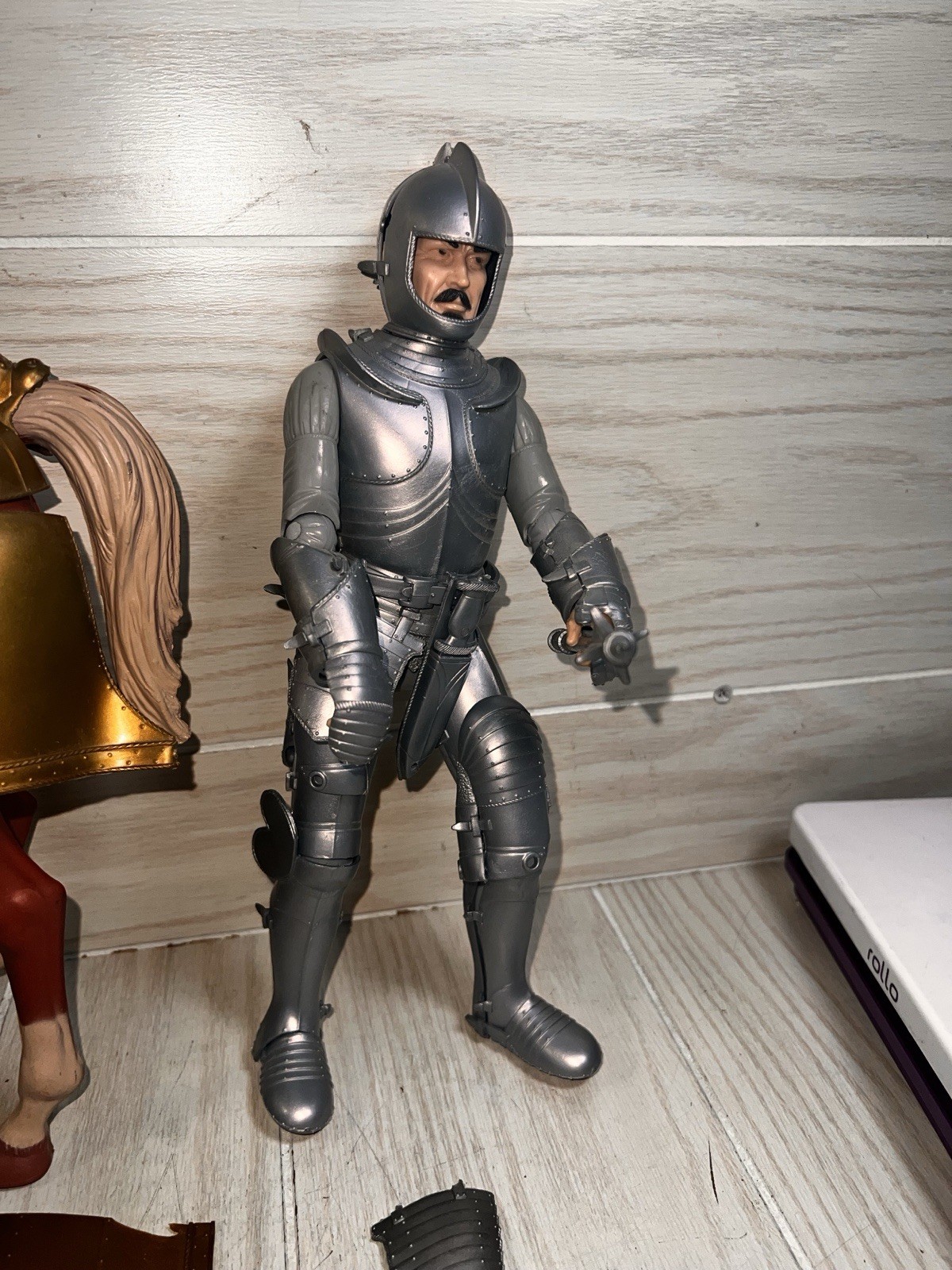 Vintage Johnny West Marx Silver & Gold Knights Sir Stuart & Sir Gordon & Horse