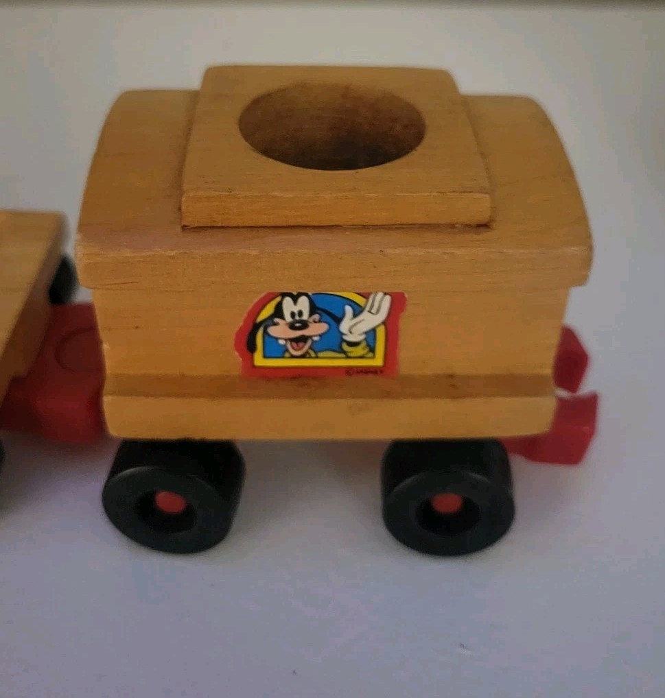 Vintage Disney Mickey Mouse Rail Road Toy Train 1972 Mattel Wood Minnie Figures