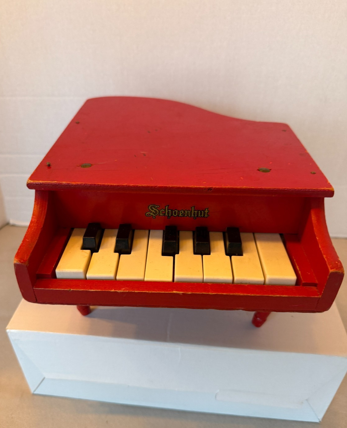Antique SCHOENHUT Baby Grand Piano Toy Table Top 13 Keys Wooden Mini READ