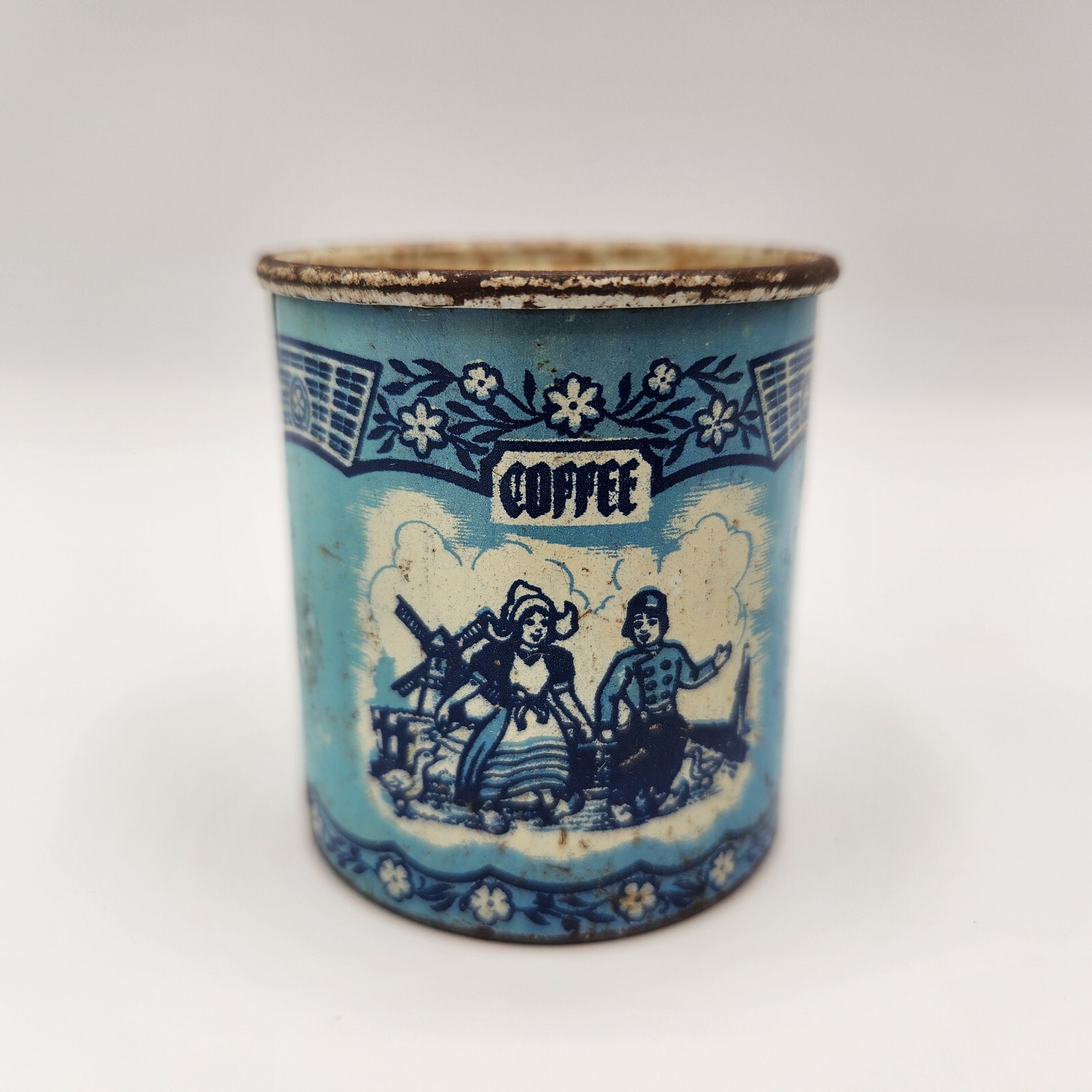 Wolverine Mini Blue & White Dutch Coffee Tin Toy Canister Rare Misprint No Lid