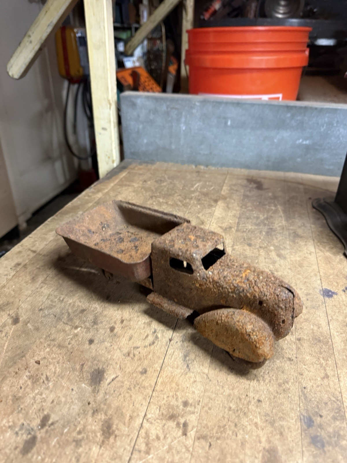 Vintage Old Rare Delivery Dump Truck Pressed Steel Tin Toy Parts Unknown USA