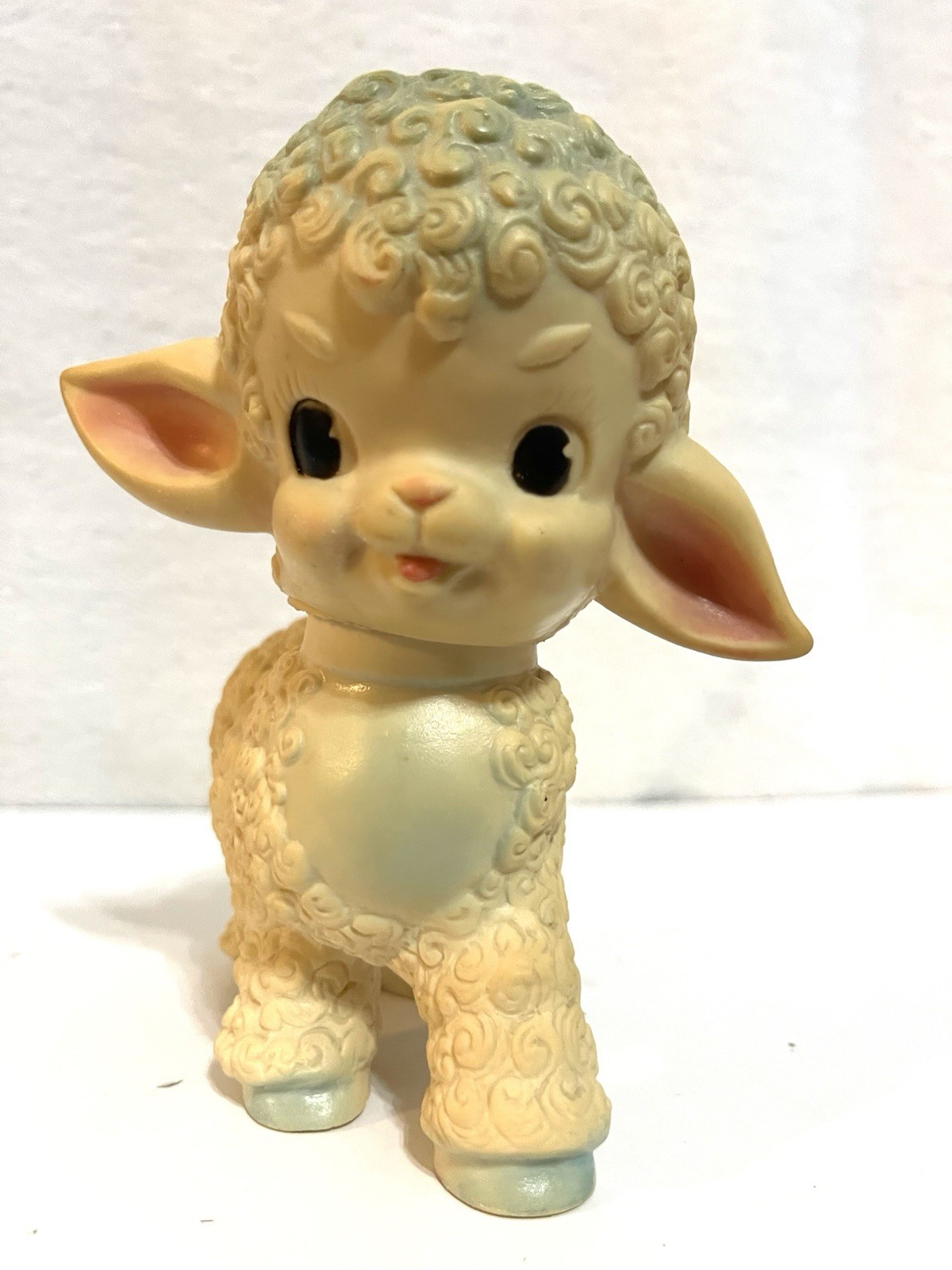 Vintage The Sun Rubber Co Squeaky Lamb Baby Toy 6″ Kitsch Squeaker Works 1955