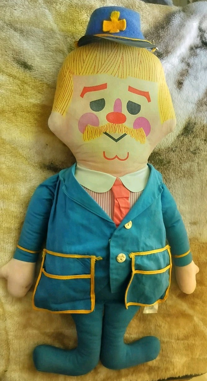 Vintage 1968 Mattel Captain Kangaroo Cloth Doll Plush 1967 PULL STRING