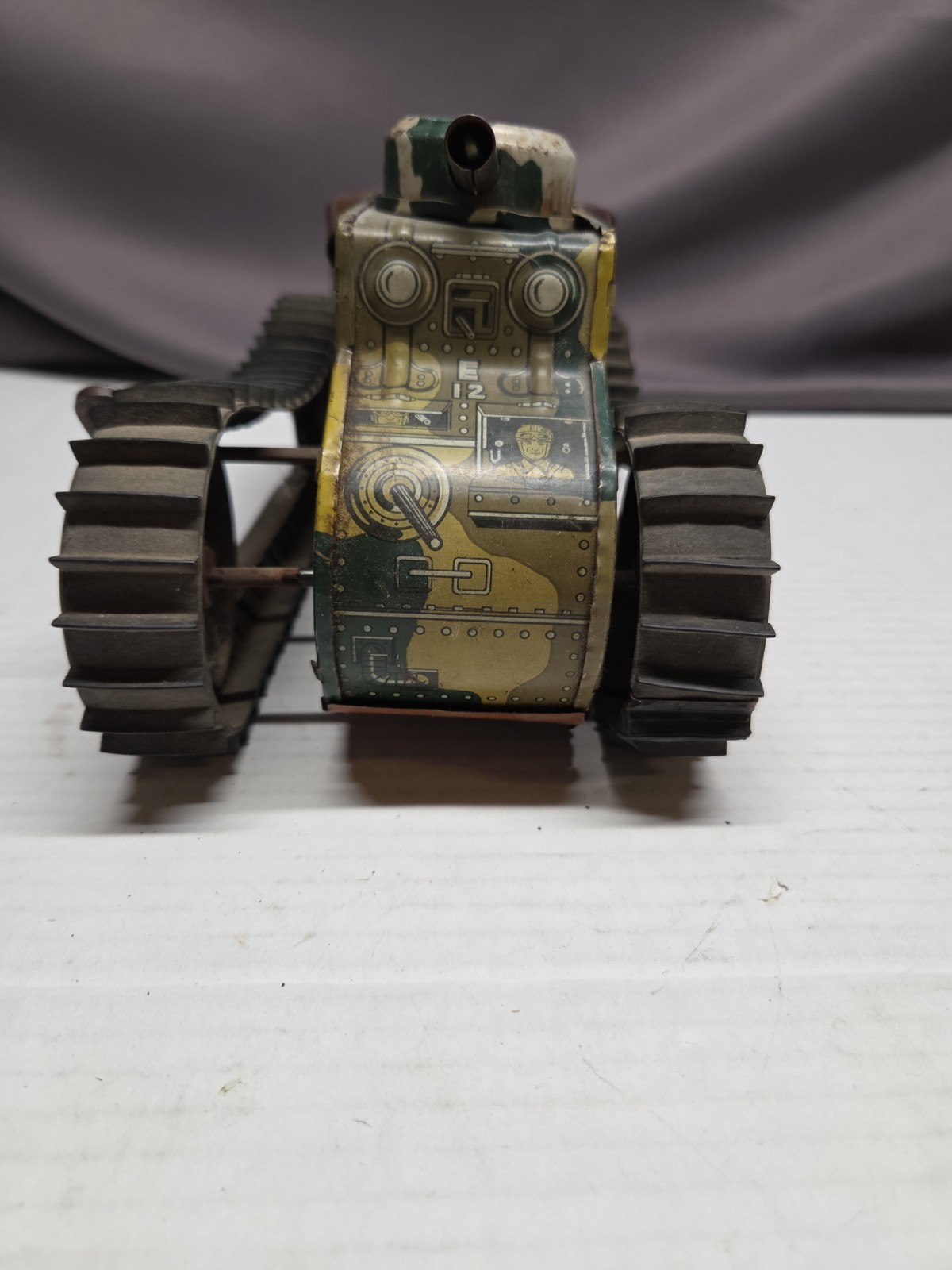 Vintage Marx E12 Tin Wind Up Tank Toy Military Litho