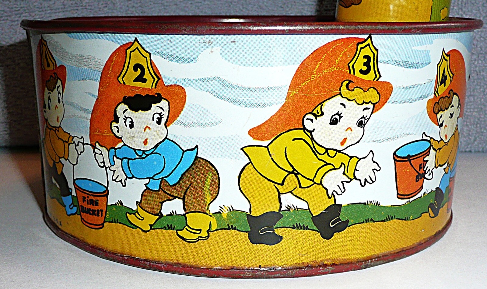 Vintage Ohio Art Fireman Tin Litho Water Pump Sand Toy