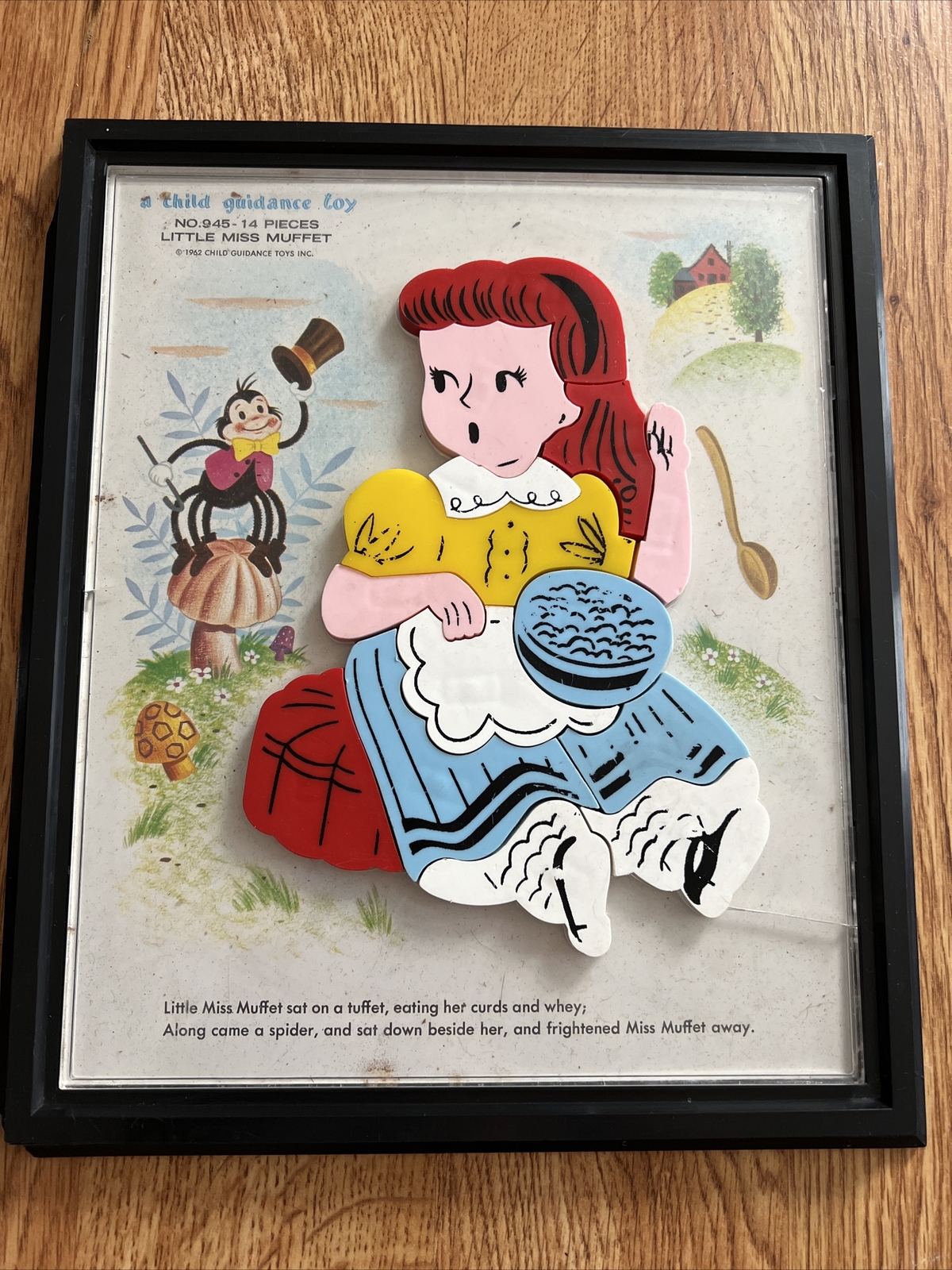 Vintage Child Guidance Little Miss Muffet Magnetic Plastic 14 Pc Puzzle #945