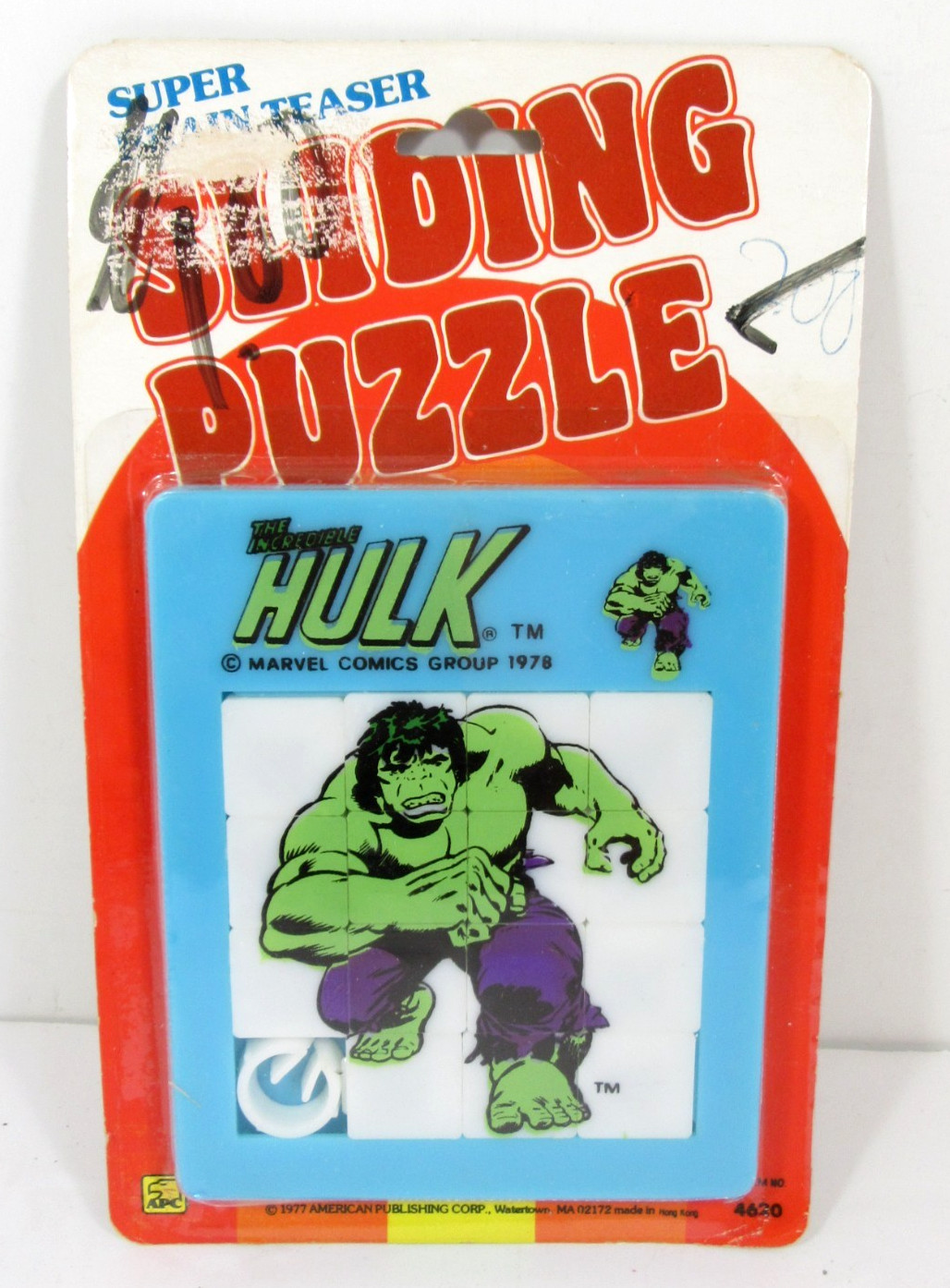 The Incredible Hulk Slide Puzzle Marvel Comics Vintage 1978 New on Card