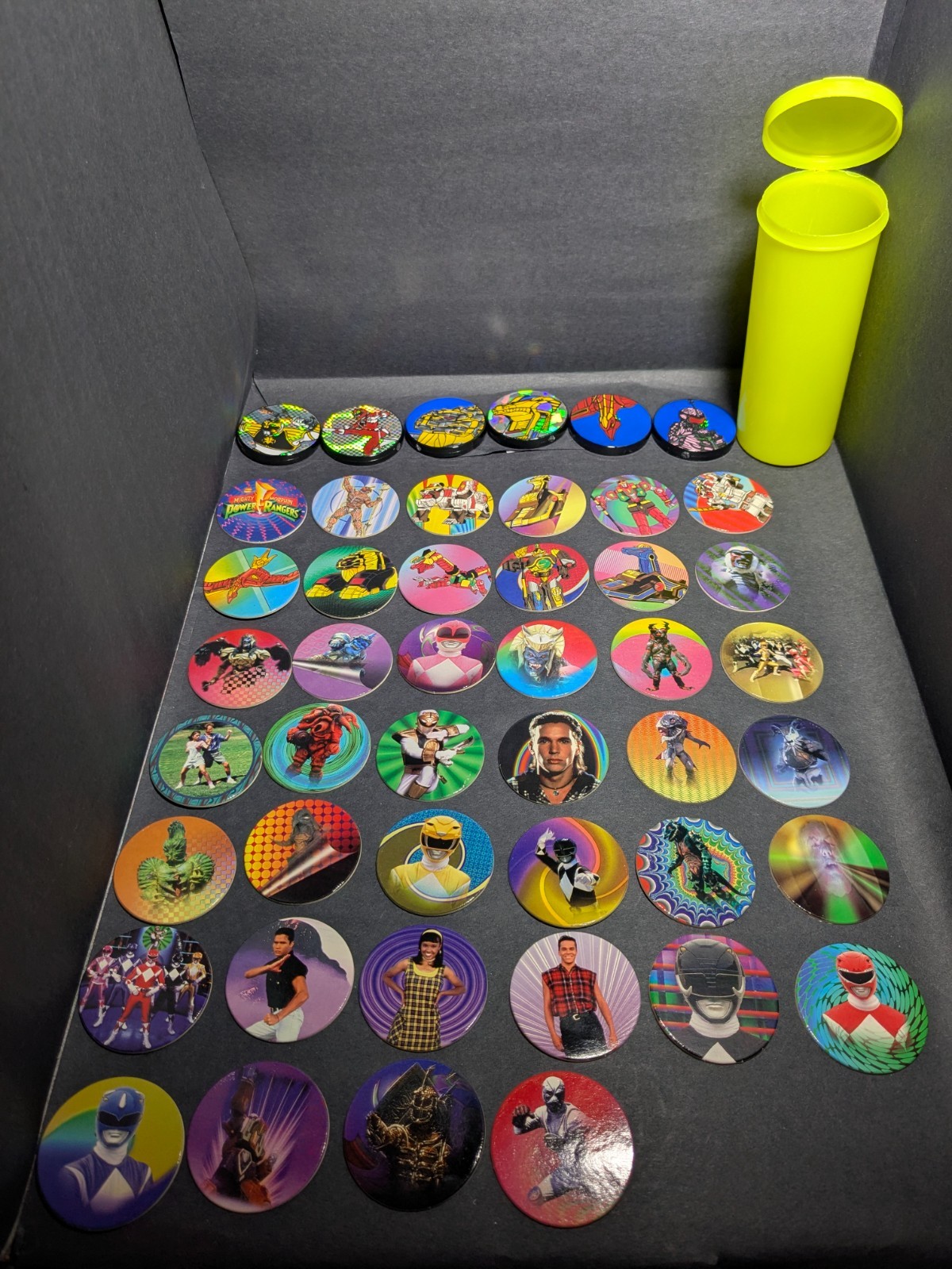 POGS Mighty Morphin Power Rangers Caps 40/40 Complete Set + 6 Slammers + Tube