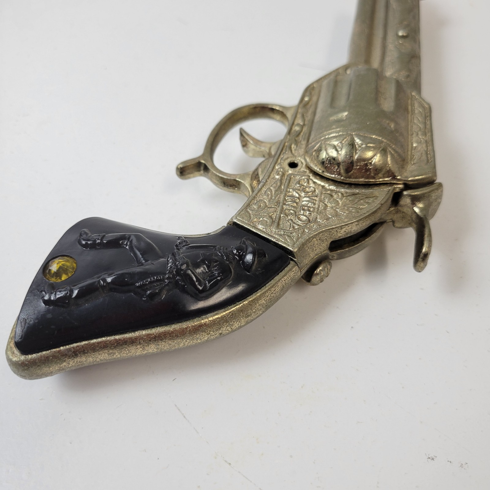 * 1 Star Rare Gold Finish W/ Black Grips 1940 Stevens Cowboy King Cap Gun C25.1