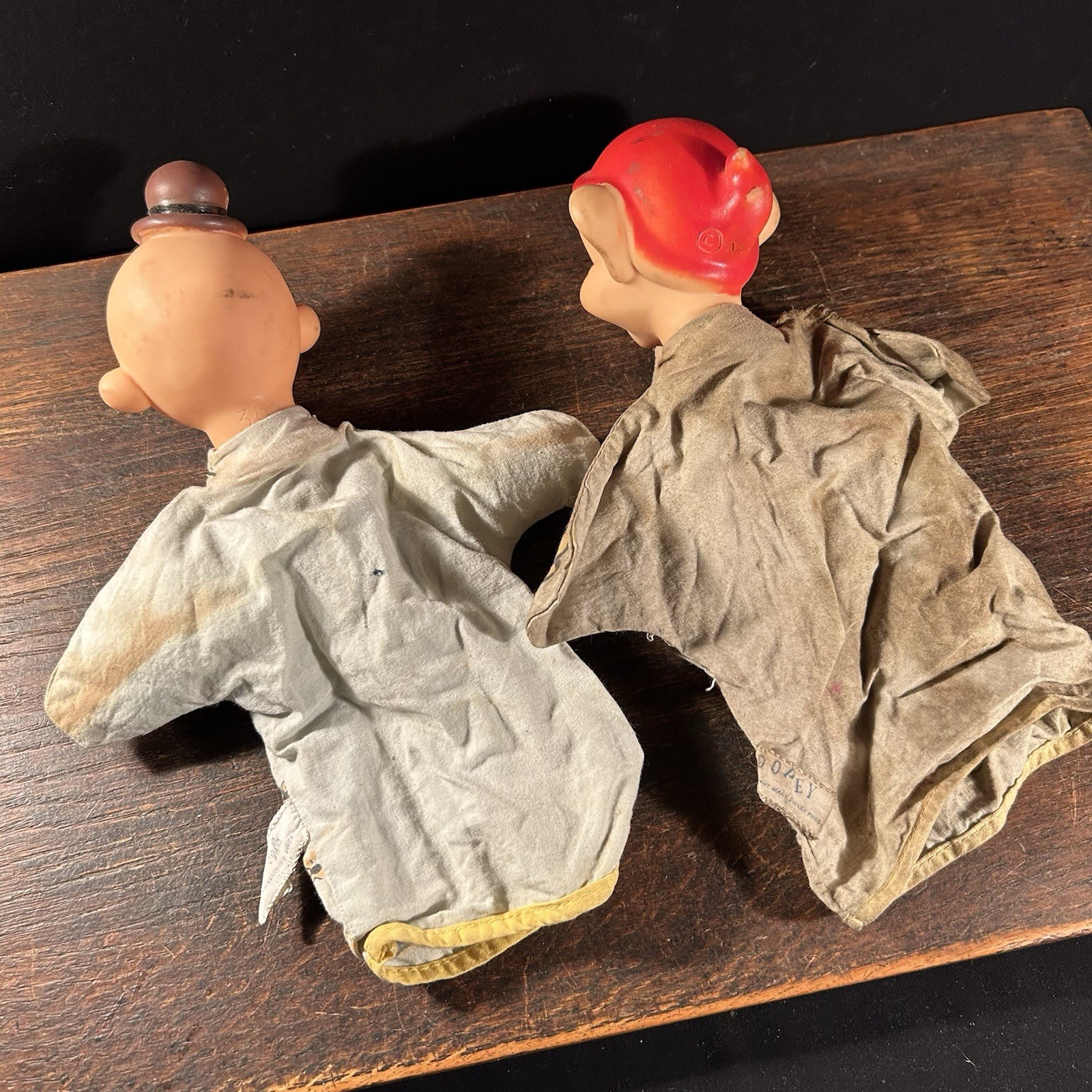 Vintage Puppet lot (2) Wimpy Cloth Hand Puppet Popeye Dopey Snow White Disney