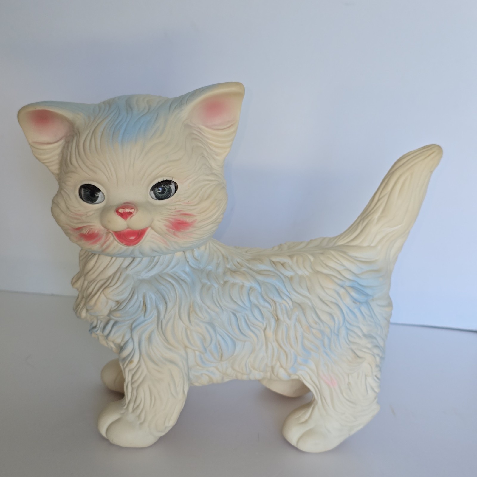 VTG Edward Mobley Kitty Cat Kitten Squeaks Off White Blue Pink Rubber Orig Owner
