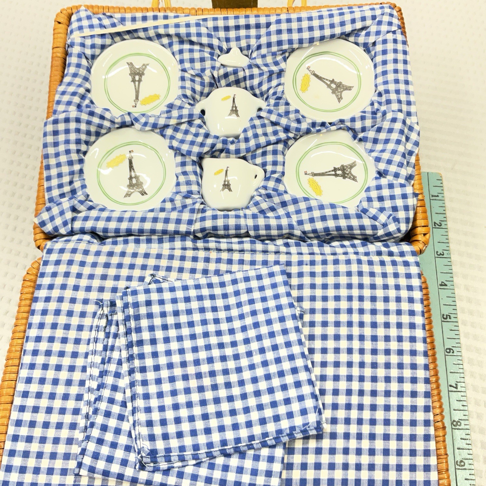 Vintage Madeline miniature tea set picnic basket