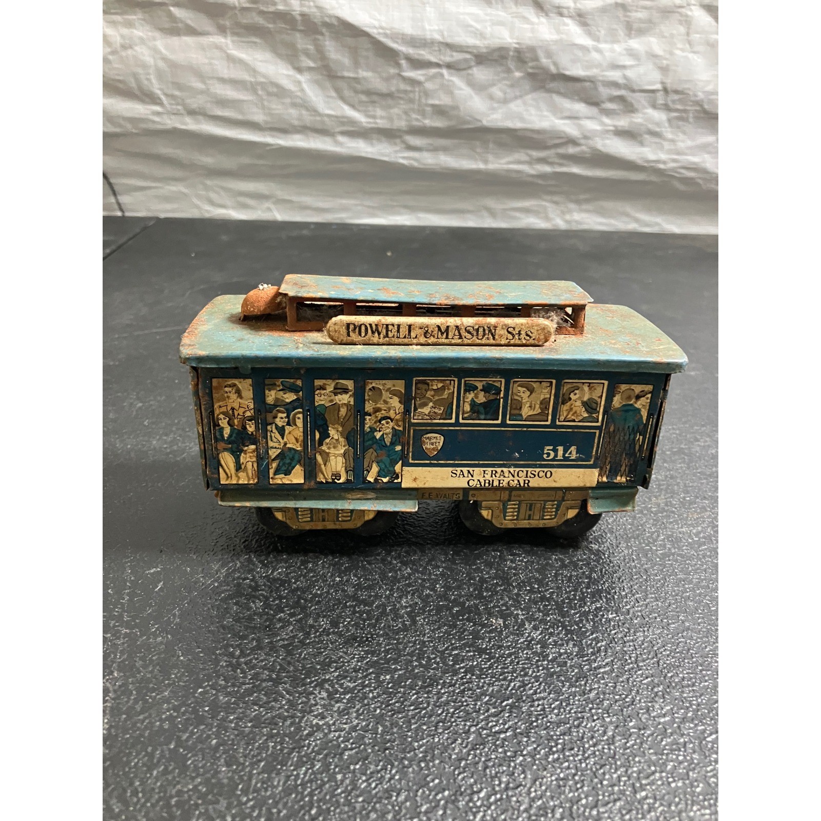 Vintage Tin Litho San Francisco Cable Car Powell & Mason Sts Toy 514