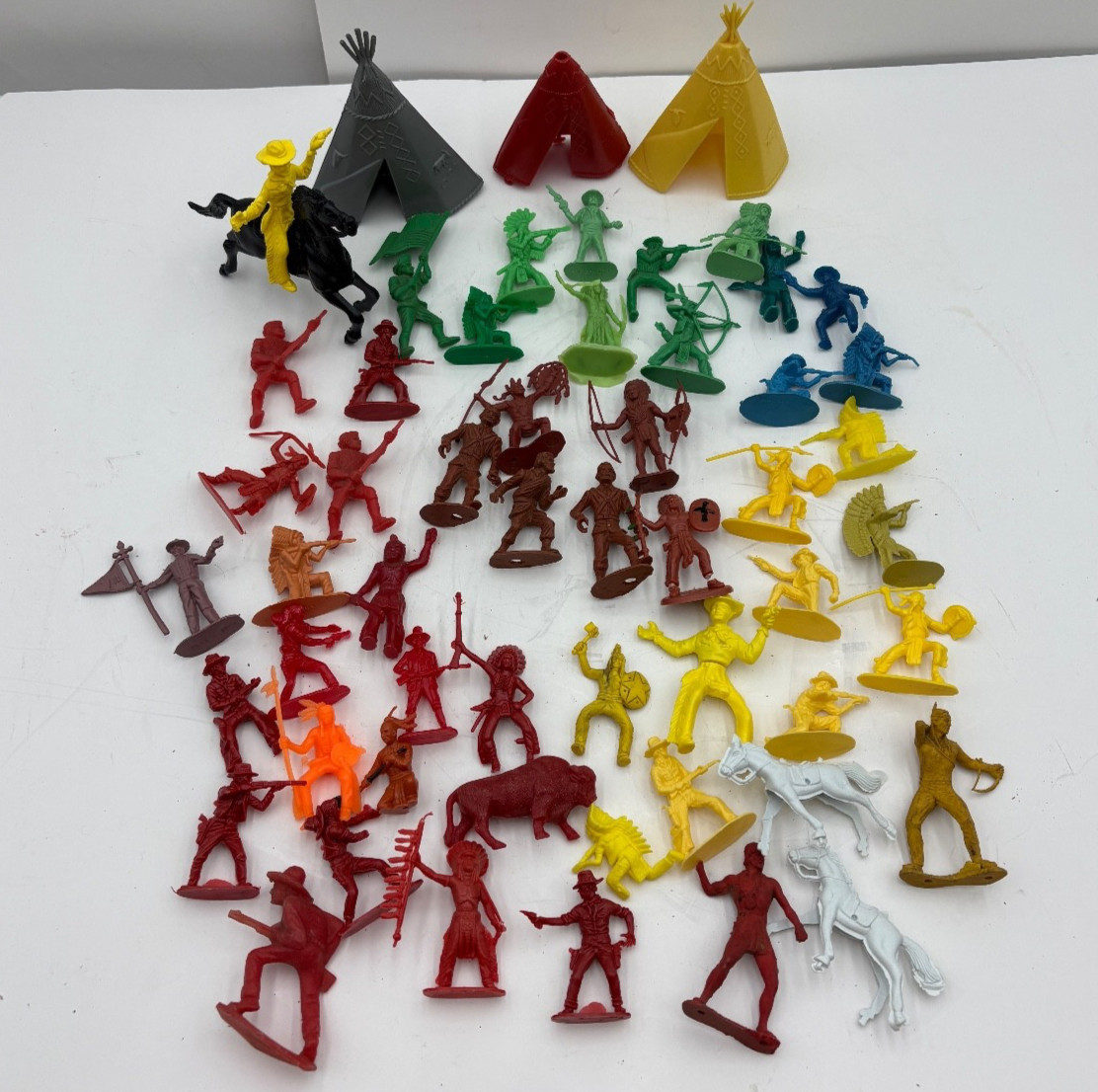 Vintage Western Cowboys and Indians 2” Tall Plastic Figures Lot Toys Native