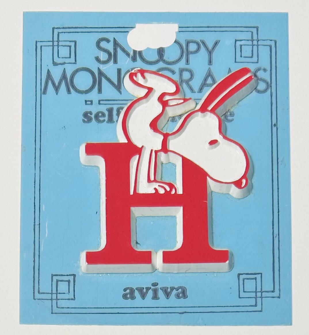 Vintage Aviva Peanuts SNOOPY Monograms “H” Self Adhesive Collectible Souvenir 2”