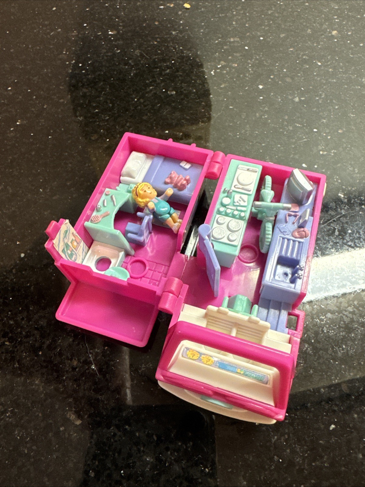 Polly Pocket 1994 Bluebird Pink RV Camper with Polly and Bicycle Vintage