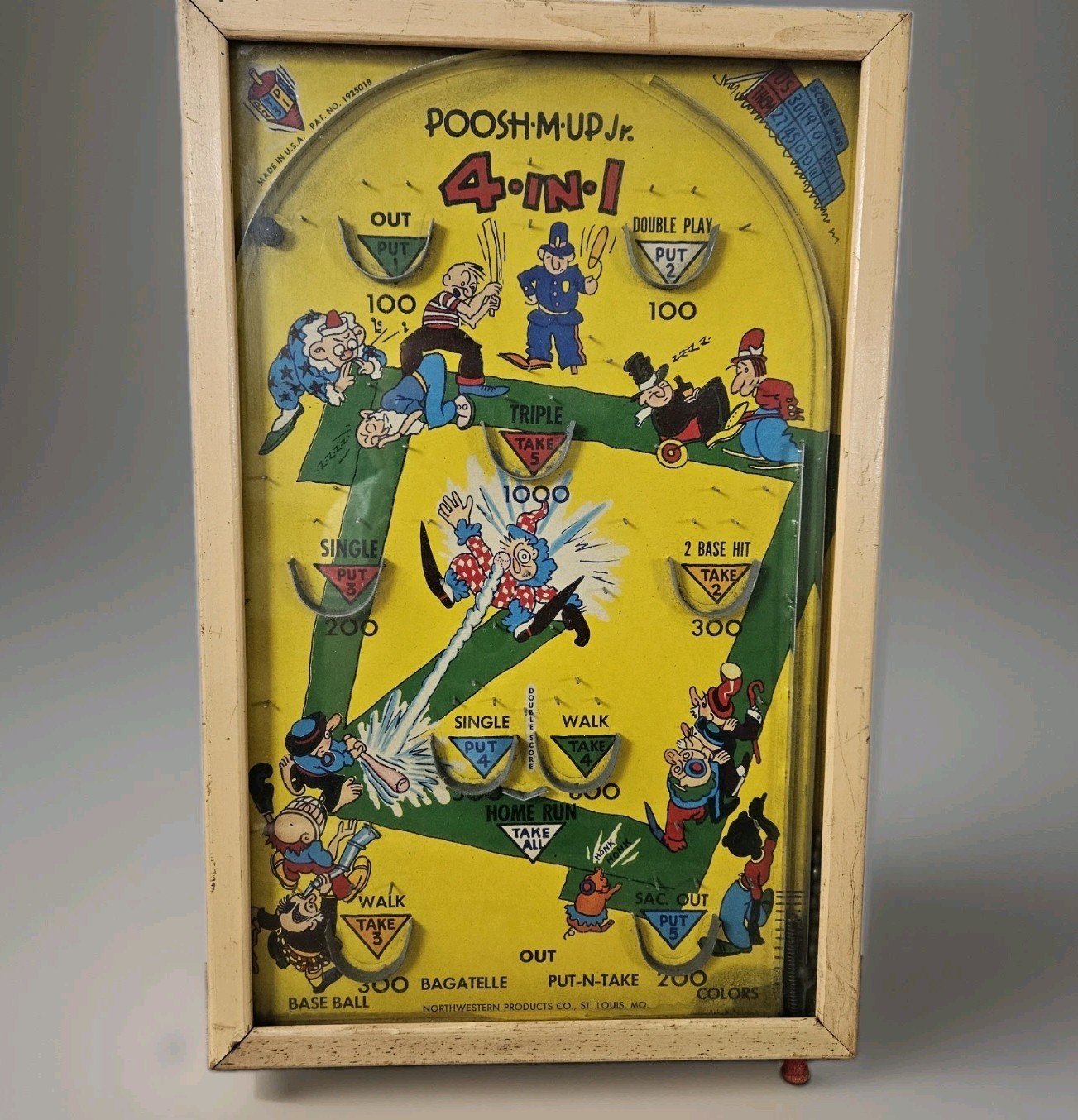 Vintage POOSH-M-UP Jr. 4 in 1 Tabletop Pinball Game USA Made Poosh – M – Up