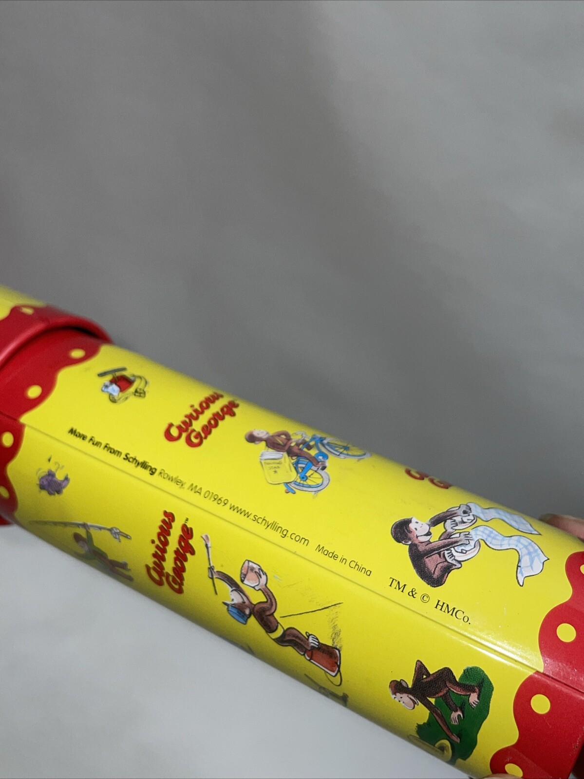 Curious George: Kaleidoscope: Tin Metal 7.25″ Retro Toy: Schylling (small Dent)