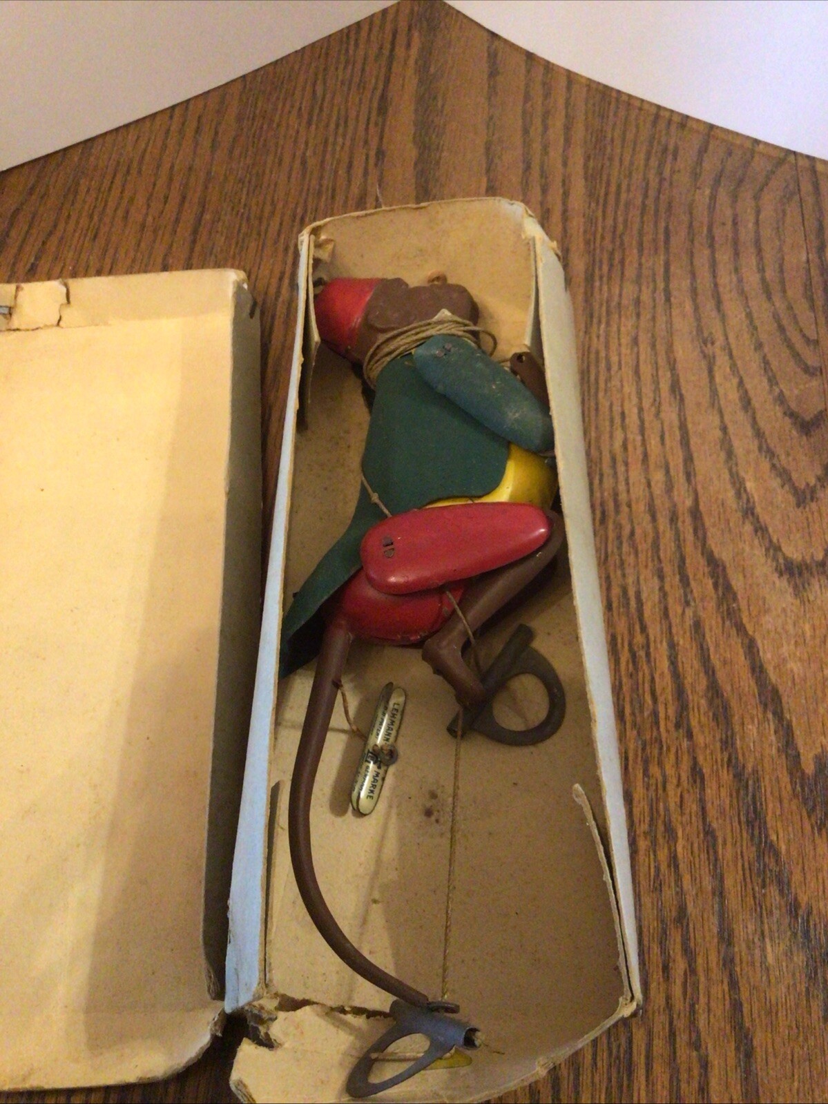 Vintage Circa 1903-20 Lehmann Mechanical Tin Climbing Monkey,w/orig.as is box