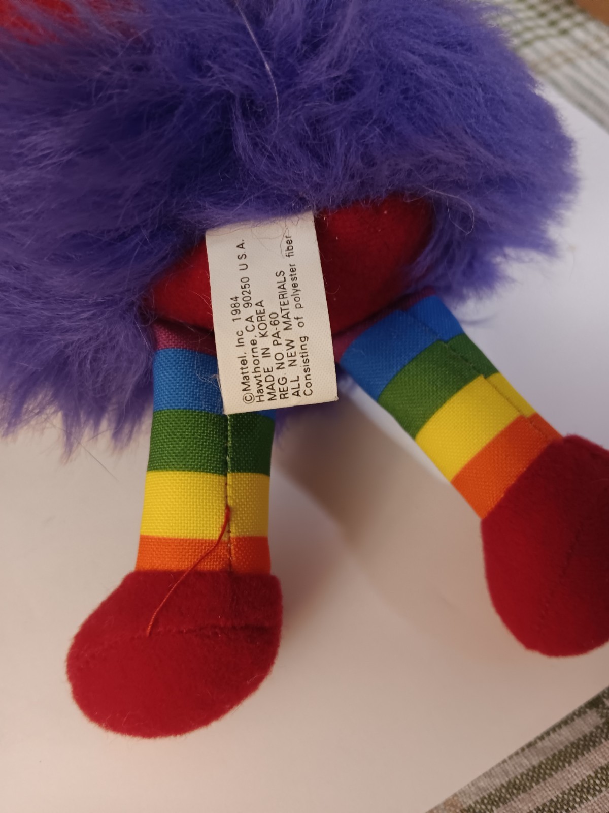 Vintage 1983 Rainbow Brite Hatful Sprite HAMMY 7” Purple Plush Doll