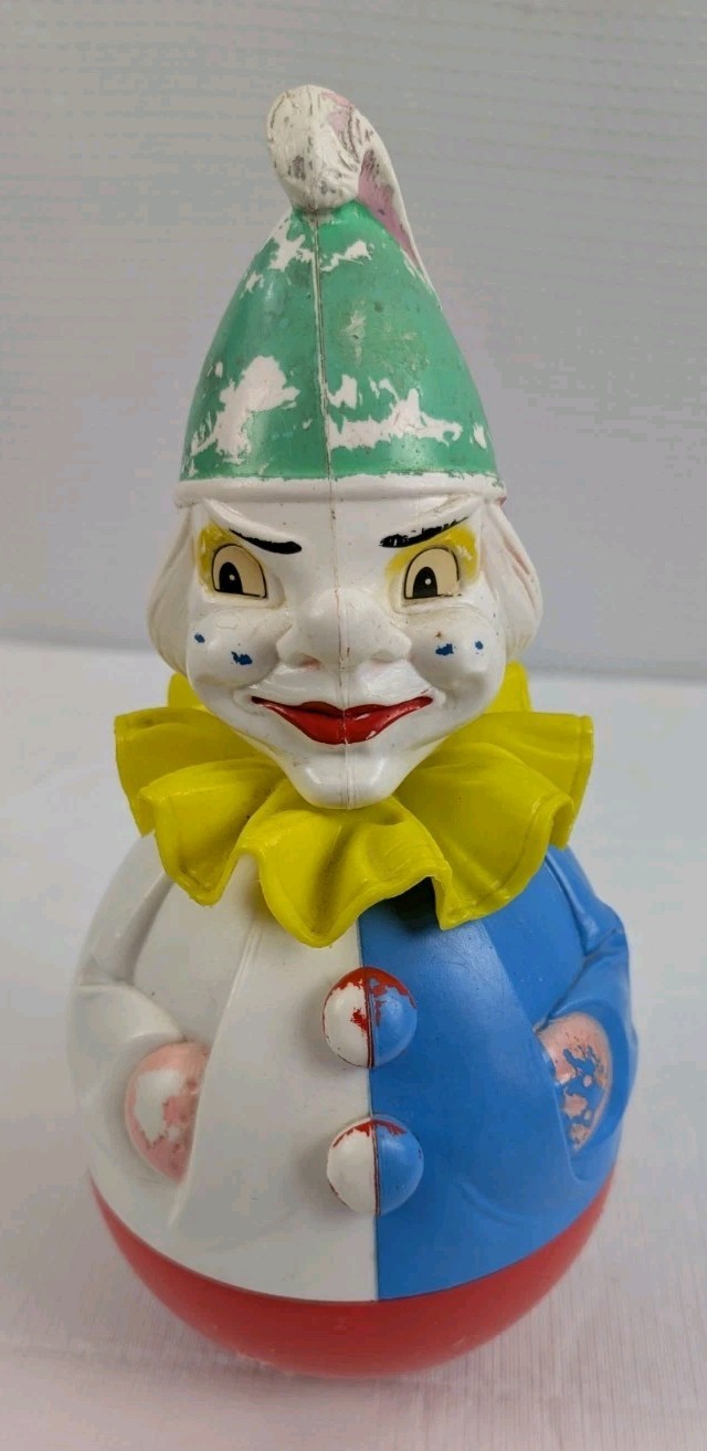 1960 Rolly Toys Western Germany Wobble Chimes Clown Evil Creepy Scary Paint Loss