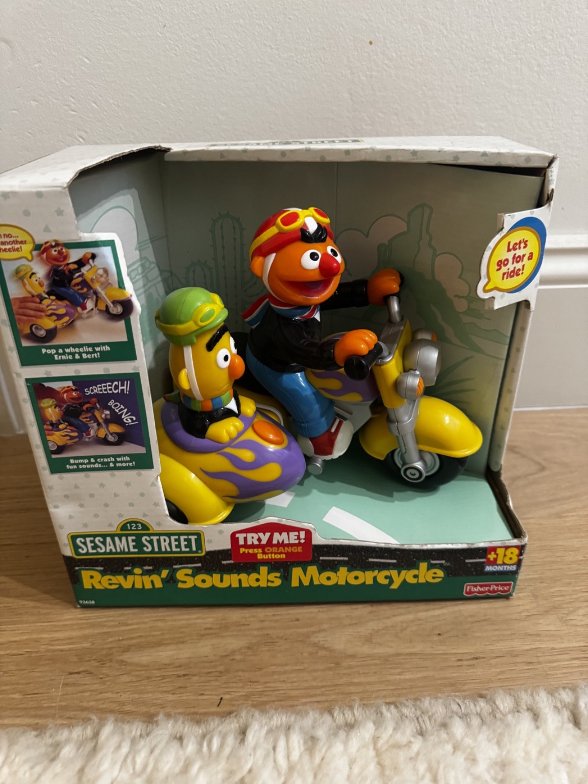 Vintage Fisher Price Sesame Street Revin’ Sounds Motorcycle Ernie Bert NIB