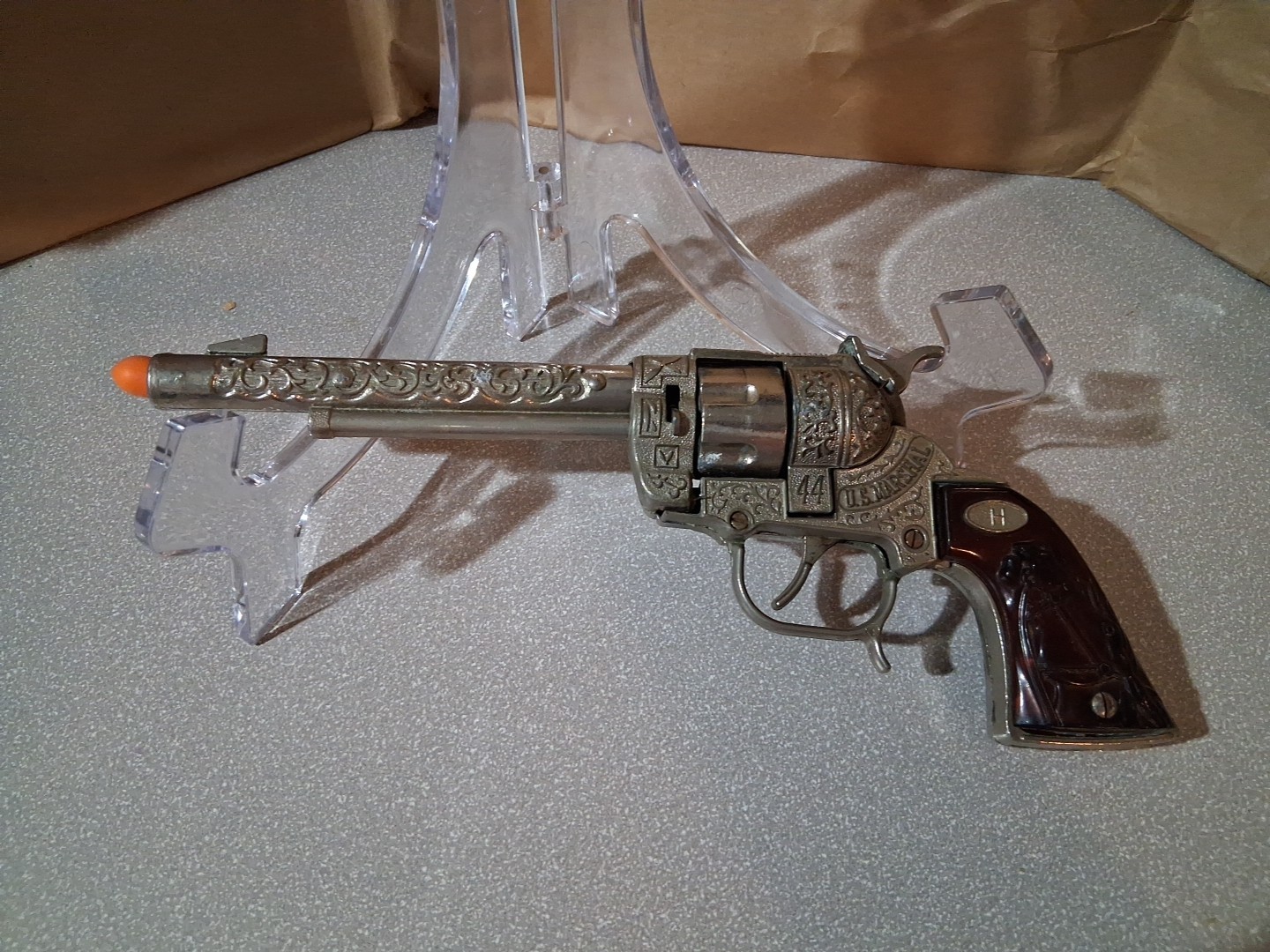 Vintage Halco 44 U.S. Marshals Cap Gun With The Bullet Cylinder RARE