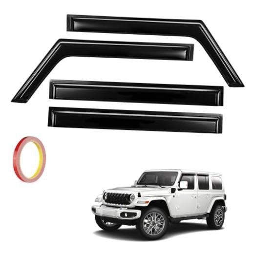 4Pcs Window Vent Visors, Outside-Mount Window 2018-2025 Jeep Wrangler JL