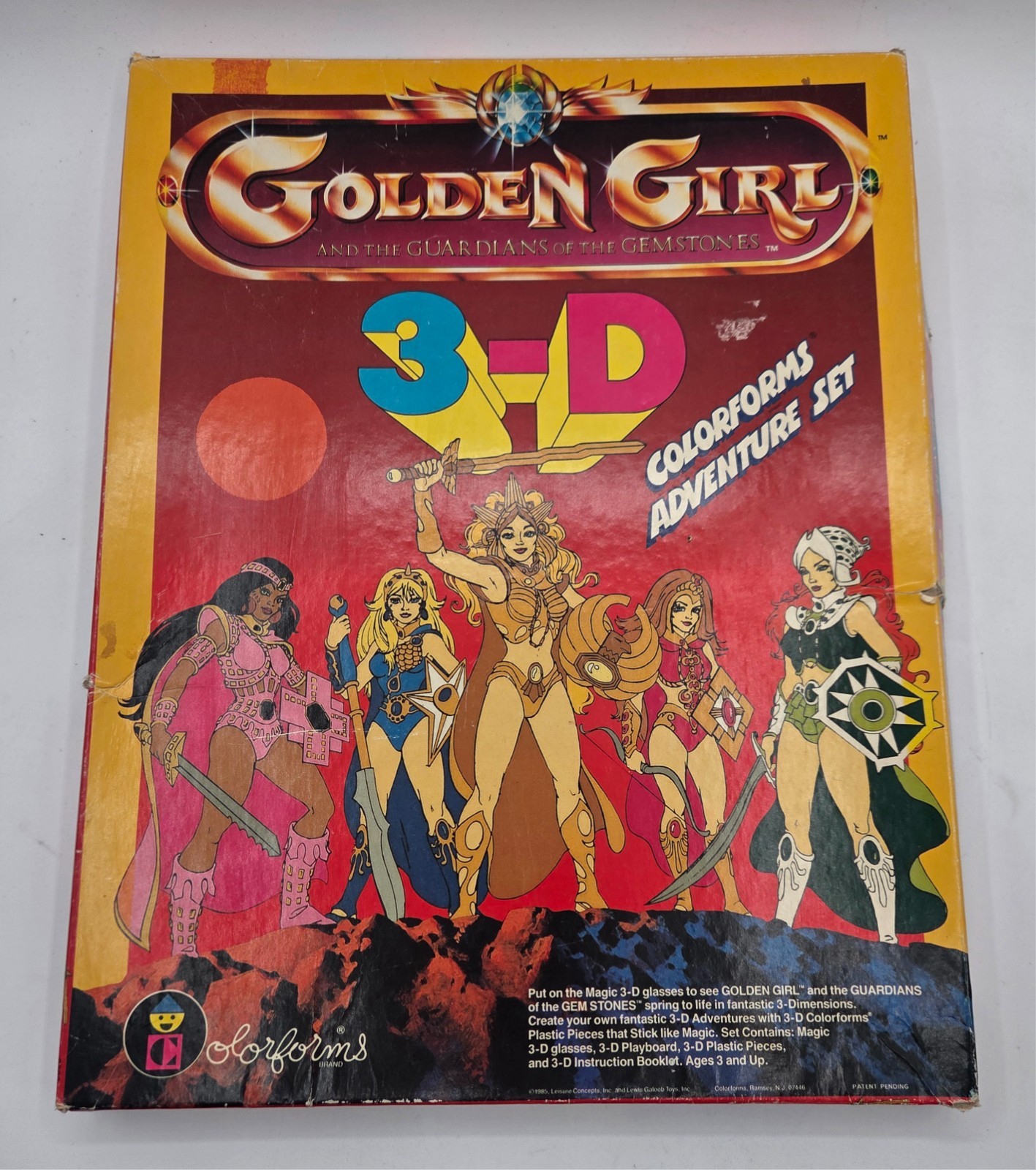 Vintage Golden Girl 3-D Colorforms Adventure Set w/ Box & Glasses, 1985 Galoob
