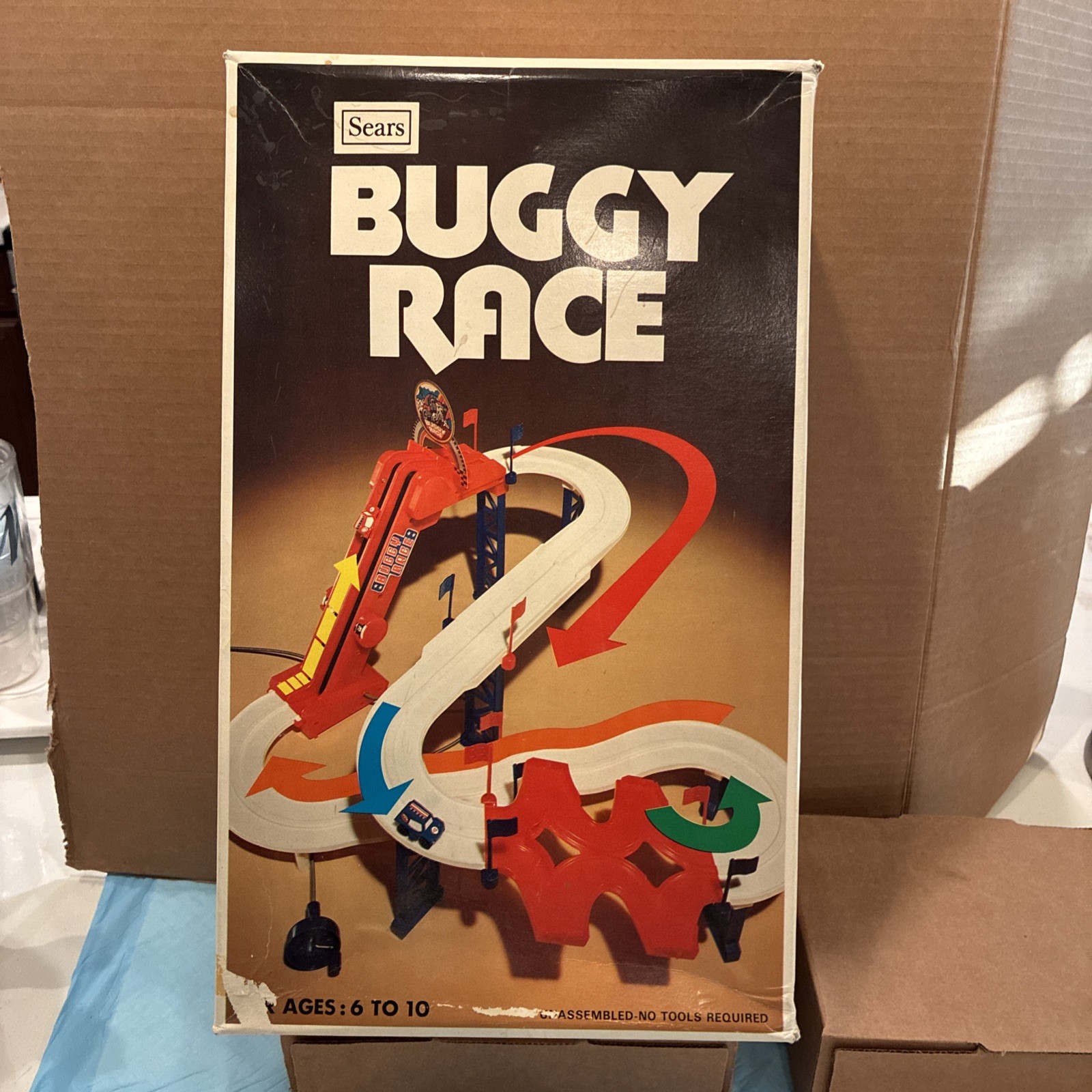 VTG 1970 Buggy Race By Sears Mechanical Racing Track With Box. Read Description