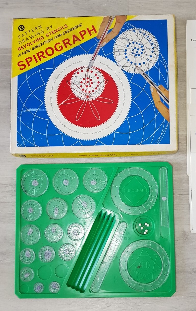 SPIROGRAPH SET BY DENTS FISHER – VINTAGE RETRO ART – SOME PIECES MISSING