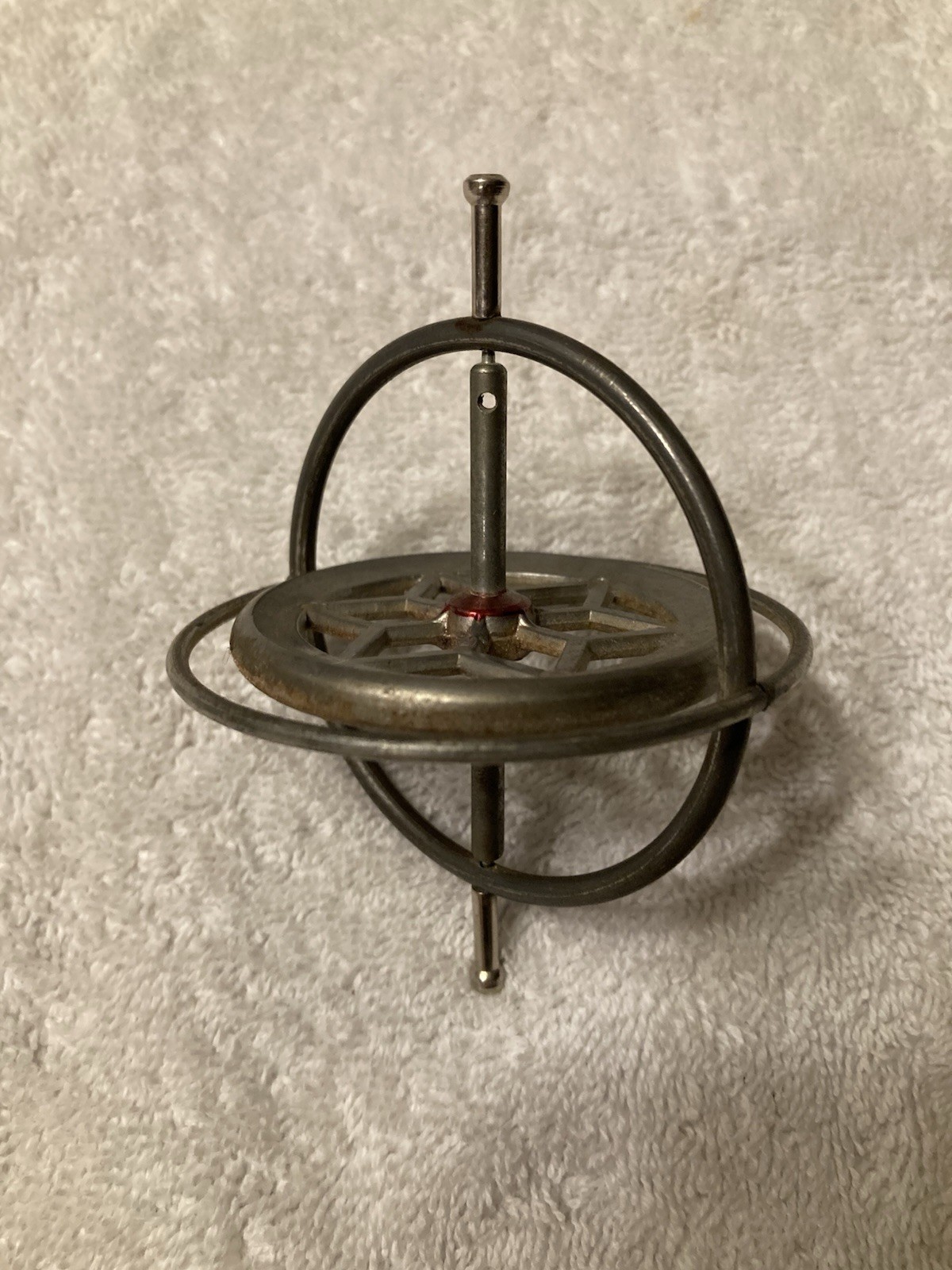 Vintage Metal Scientific Gyroscope Toy Spins Free.