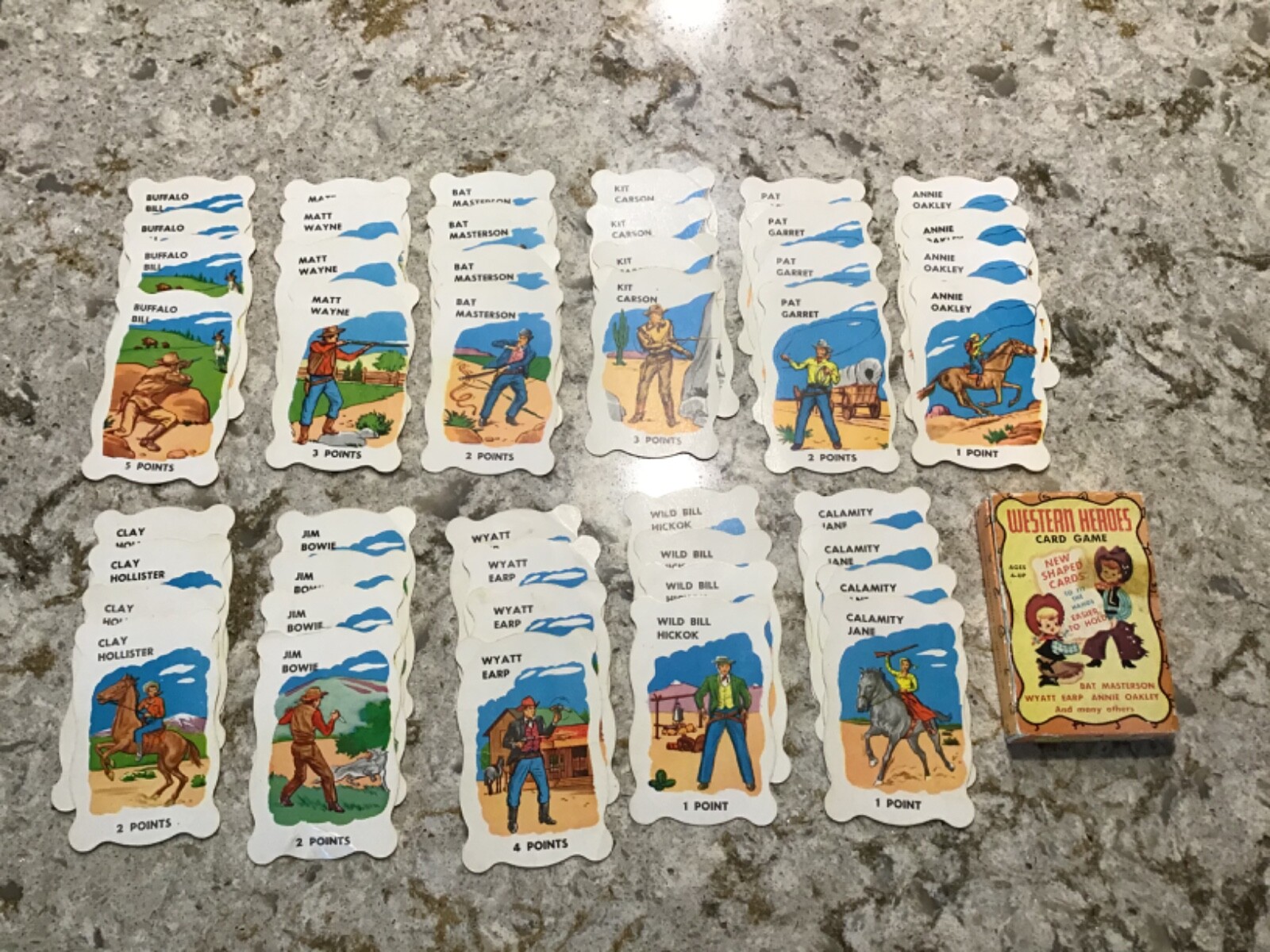 1950s Built Rite Western Heroes Card Game Warren Paper Earp Oakley Buffalo Bill