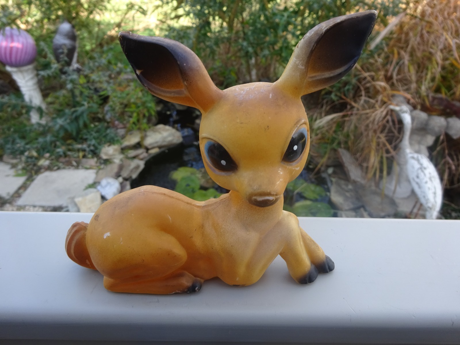 Vintage Hard Plastic Bambi Deer w Large Blue Eyes Figurine