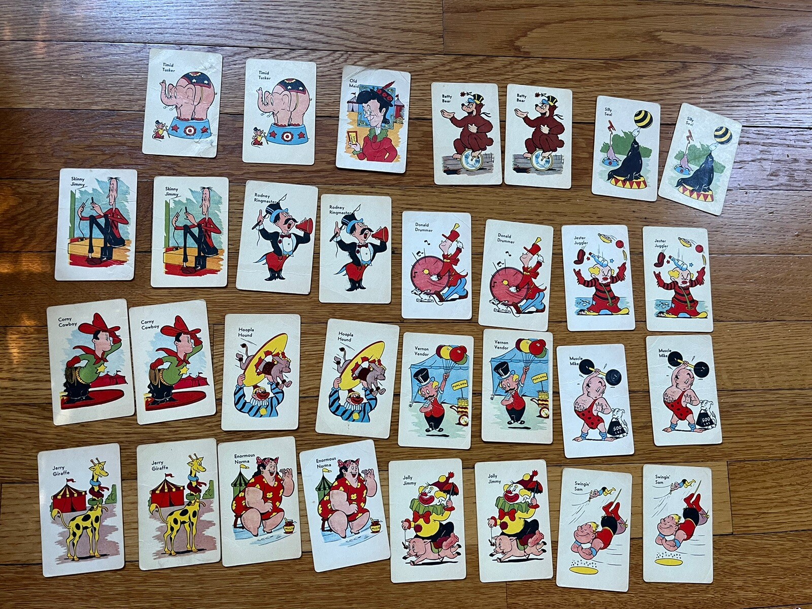 VINTAGE OLD MAID CIRCUS EDITION CARD GAME BY ED-U-CARDS 2 Complete Decks 1947