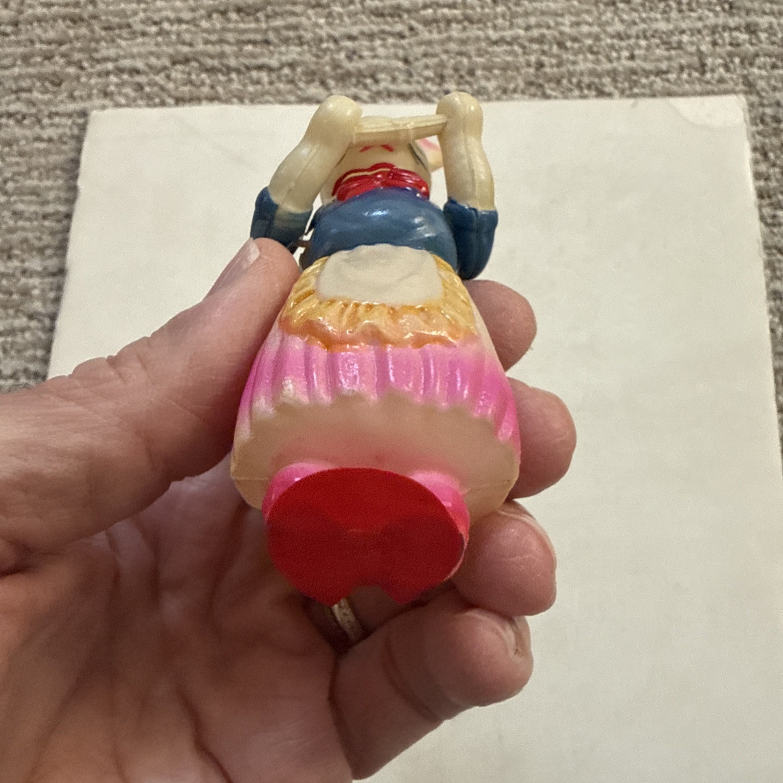 Vintage Celluloid Bunny Rabbit Figure “CK” Rolling Pin See Pics Ships Fast USA