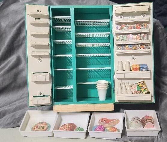 Vintage Topper Suzy Homemaker Toy Side by Side Refrigerator Teal 1969 Play Food