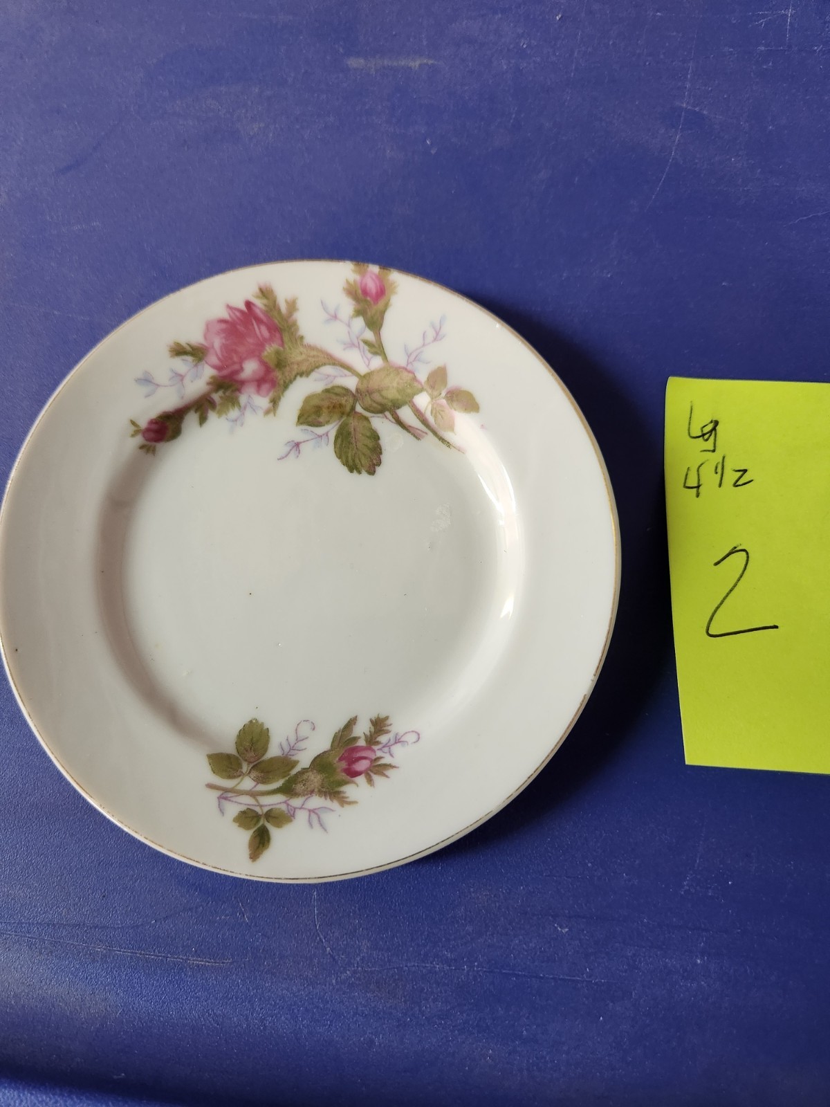 Vintage 1950s Large Plate 4.5″ From Moss Rose Ceramic Childrens Tea Set