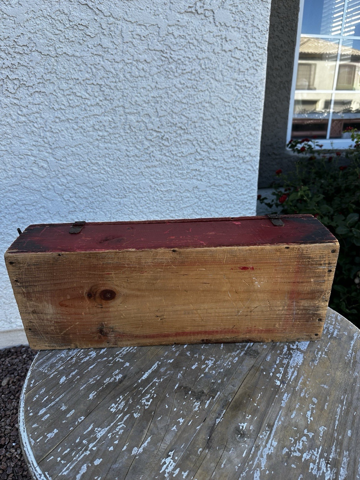 “The New Erector” Wooden Toy Box 1920s–30s A.C. Gilbert Original Red Paint