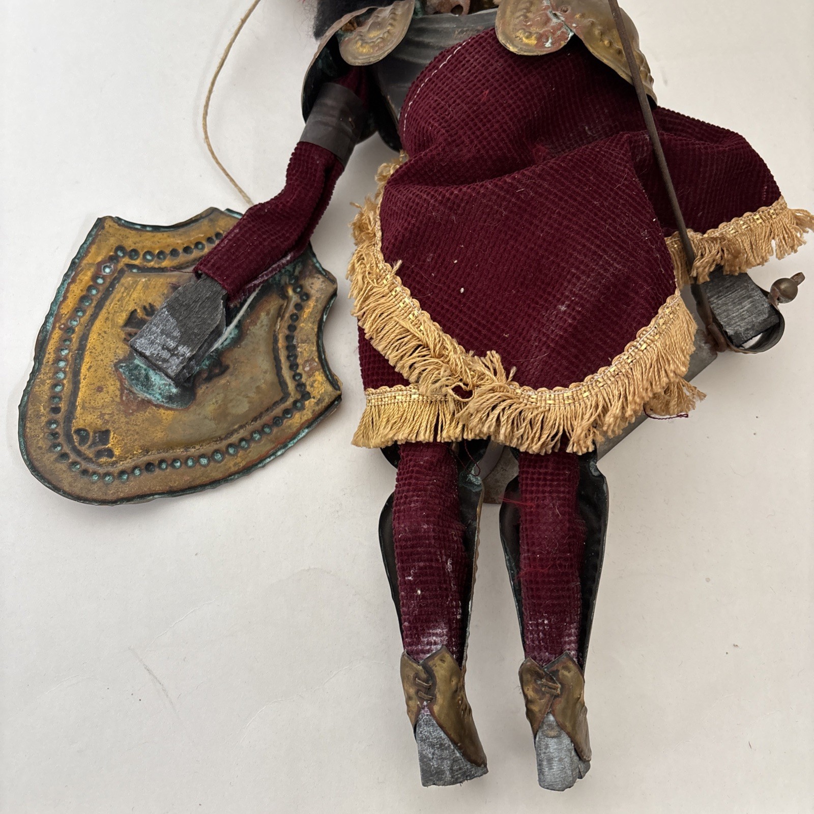 Vintage Antique Handmade Knight Italian Sicilian Puppet Marionette Metal Armor