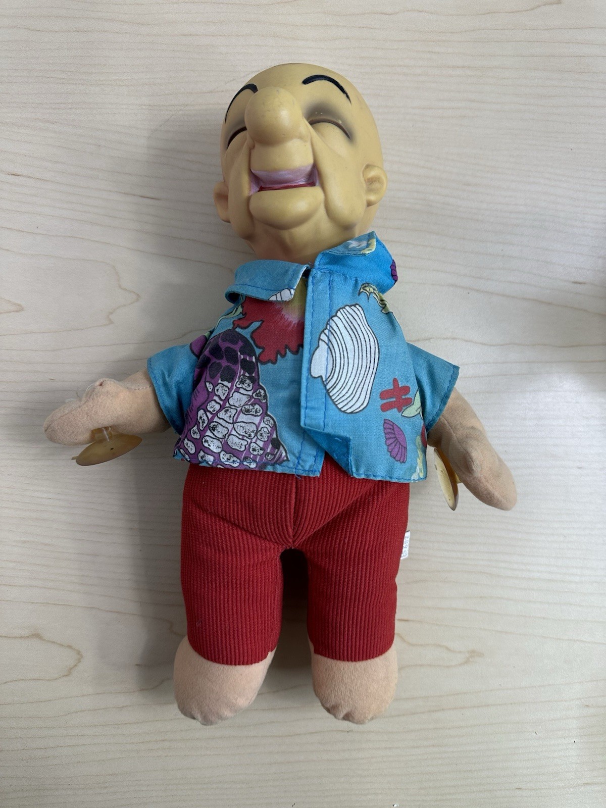 VTG Mr Magoo Original Doll Vinyl Head TV Cartoon Plush 13″ Toy 1989 Beach Shirt