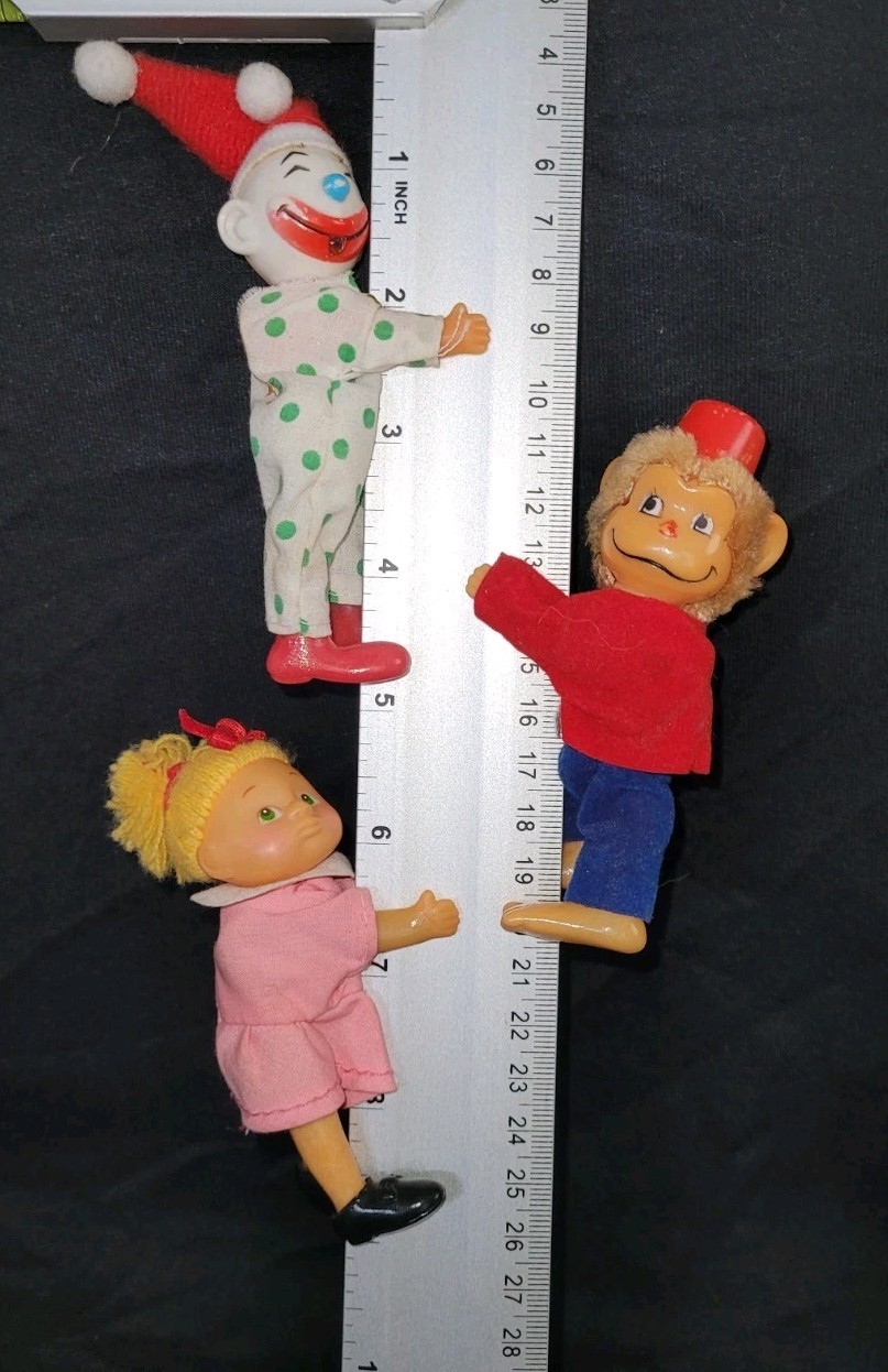 Vintage Lot Of 3 Clown , Monkey & Cabbage patch. Clip On Hugger grabber Korea