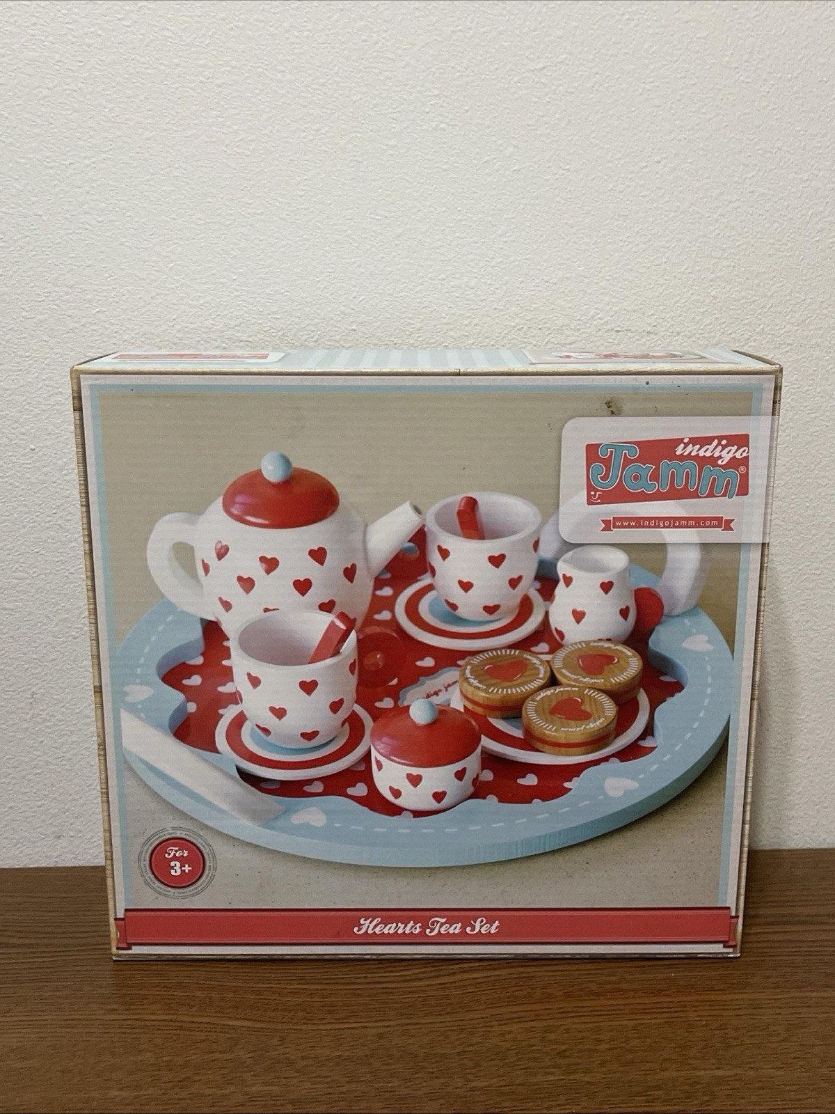 Indigo Jamm Hearts Tea Set, a wooden toy tea set For Children Aged 3 Years+ Vtg?