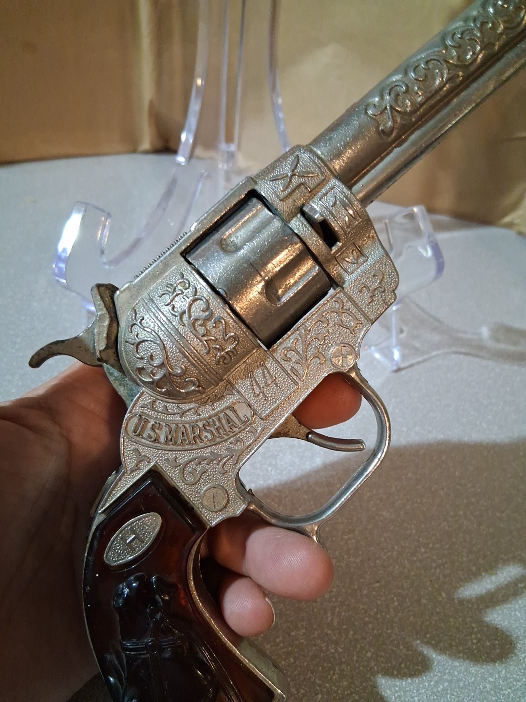 Vintage Halco 44 U.S. Marshals Cap Gun With The Bullet Cylinder RARE