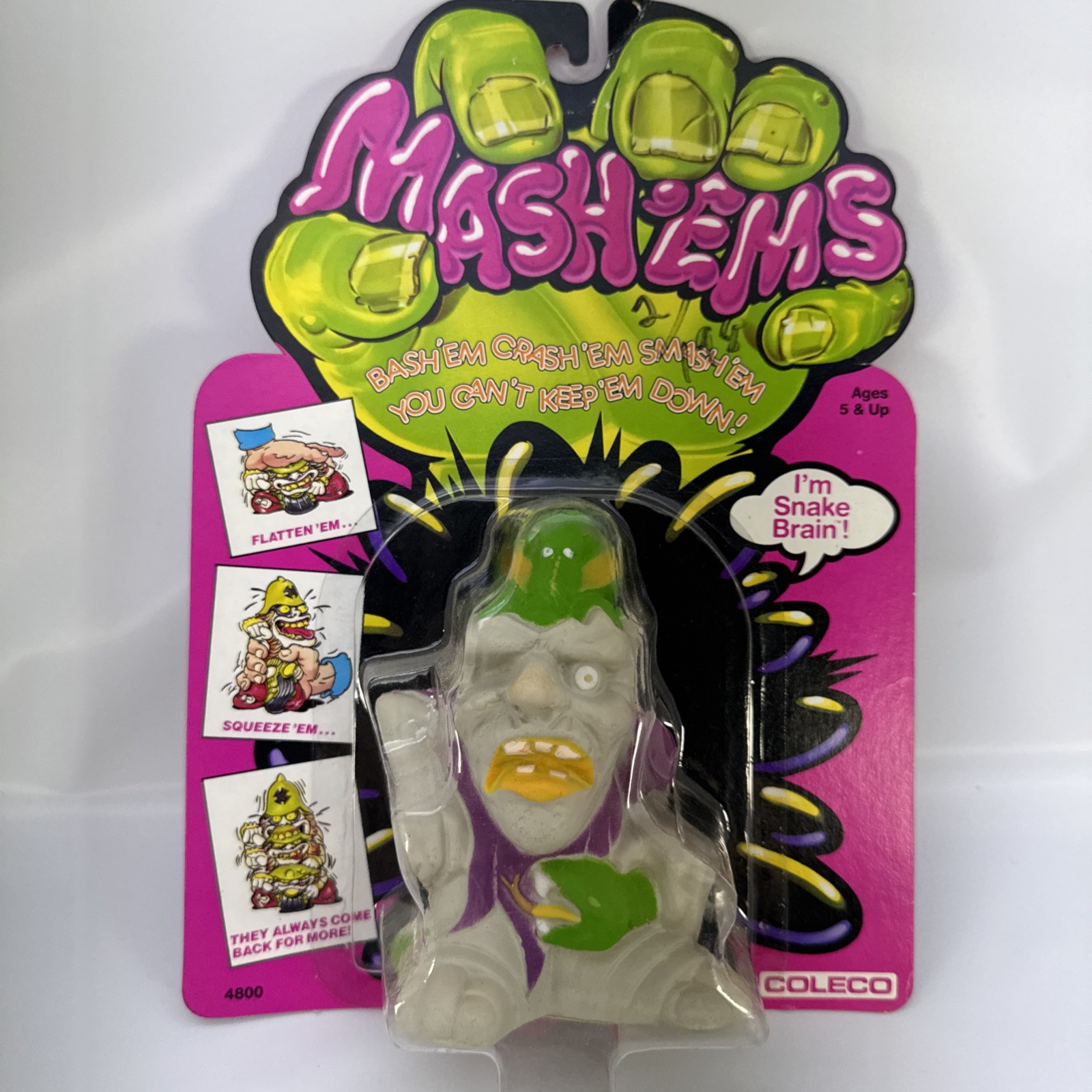 Vintage 1987 Coleco Mash’ems I’m Snake Brain Squeeze Smash Pound ‘Em￼