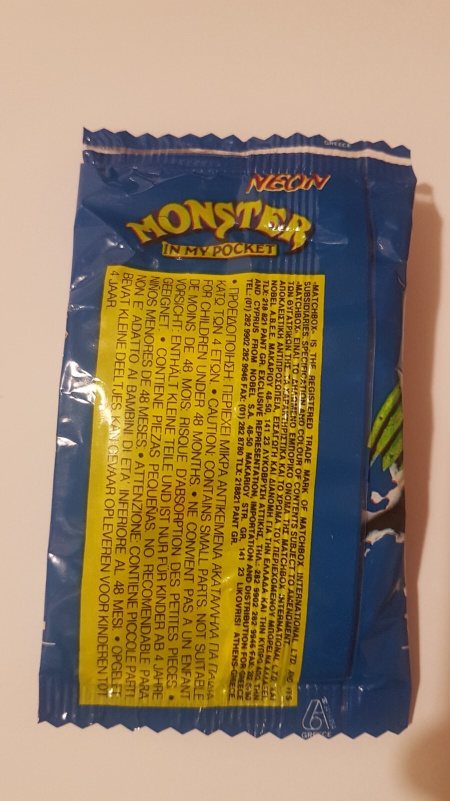 Vintage MONSTER IN MY POCKET, Series 1 Sealed Pack, MATCHBOX 1990 ( Greek MIMP )