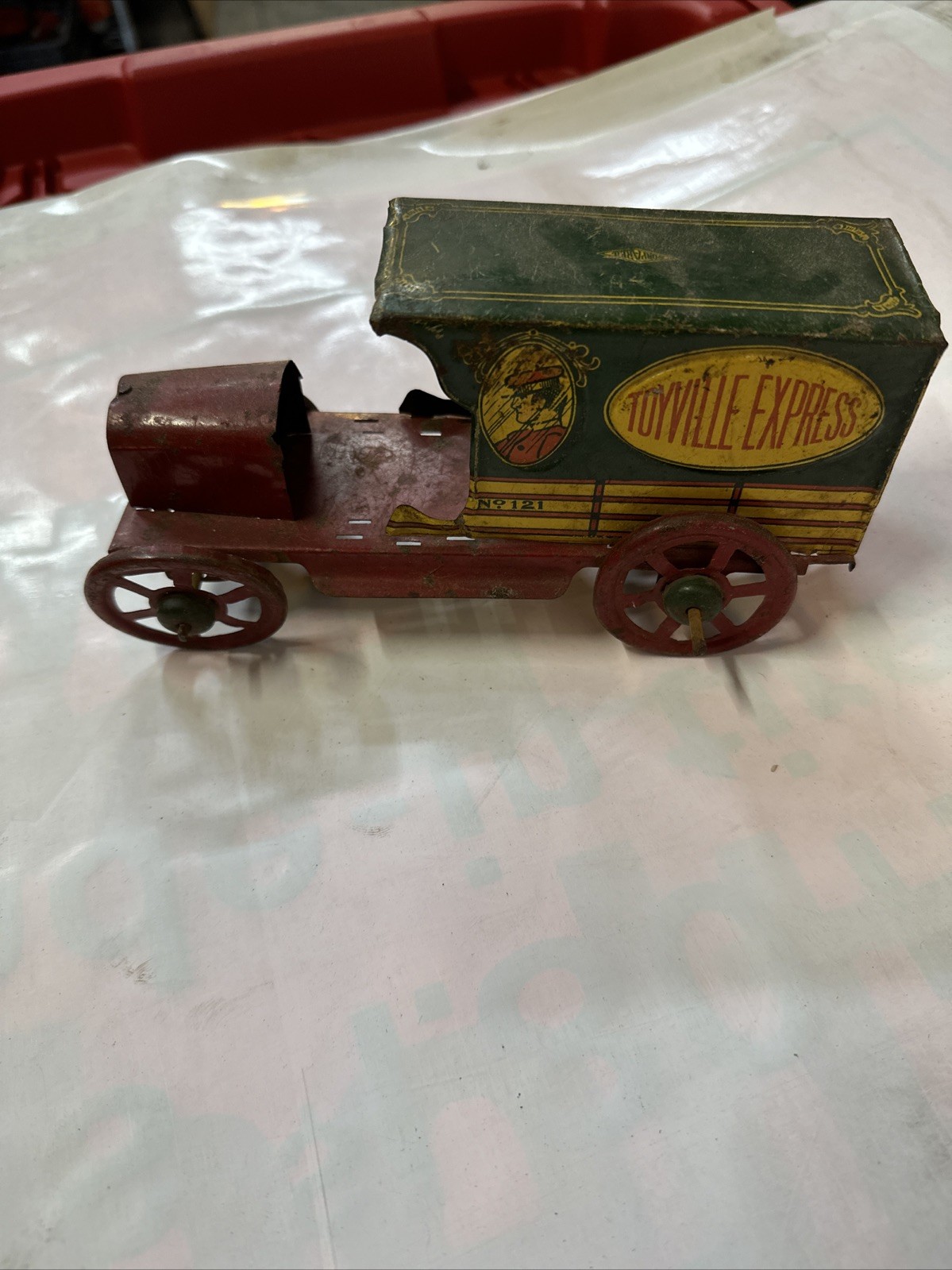 1915 Toyville Express Delivery Truck Tin Toy Original Garage Gas Oil